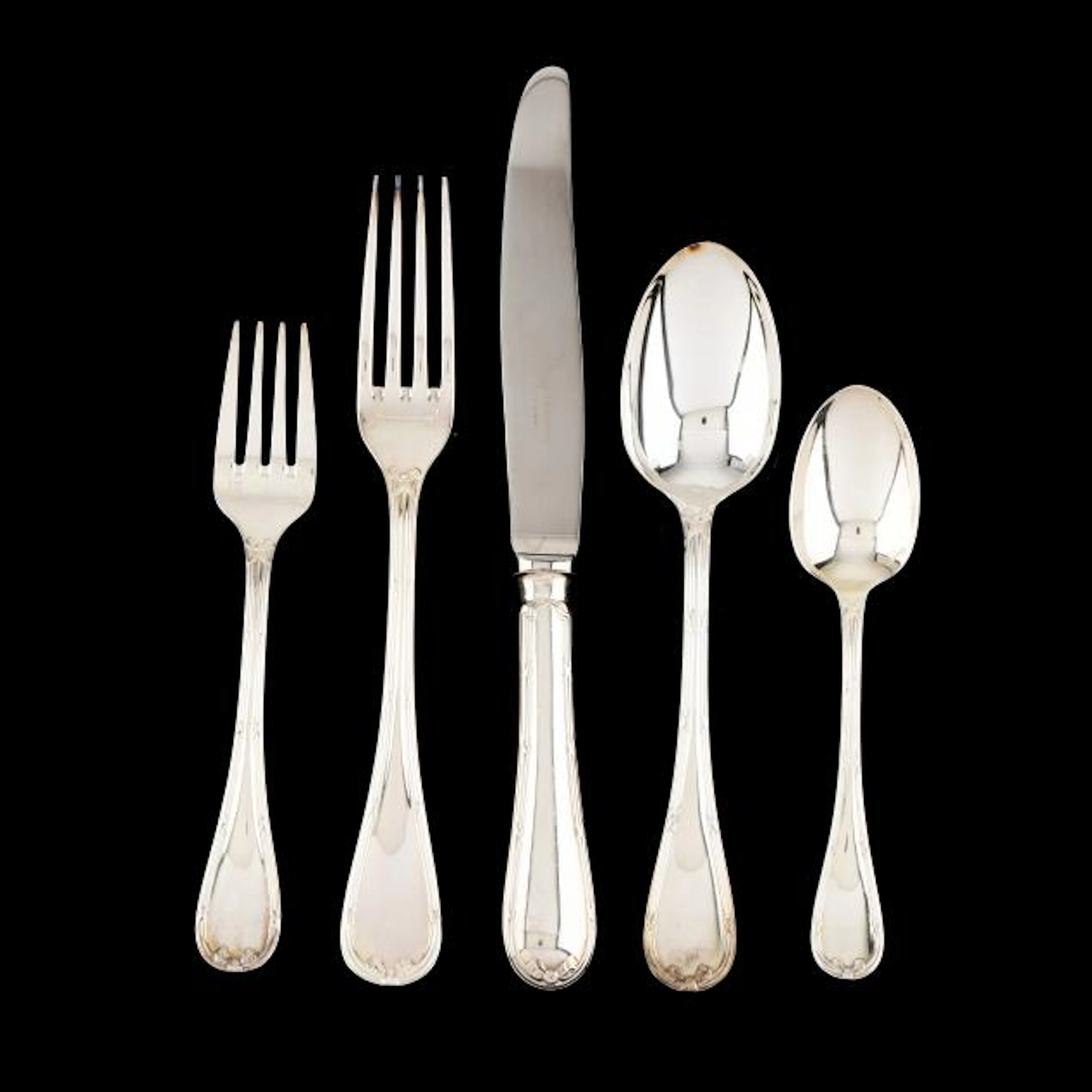 Christofle Rubans Silver-Plated Flatware Service for Thirteen