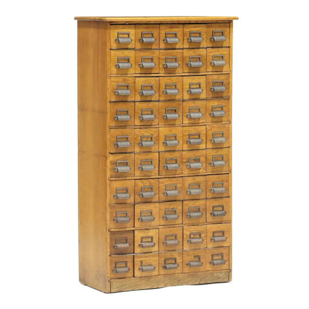 Antique Oak Hardware Cabinet