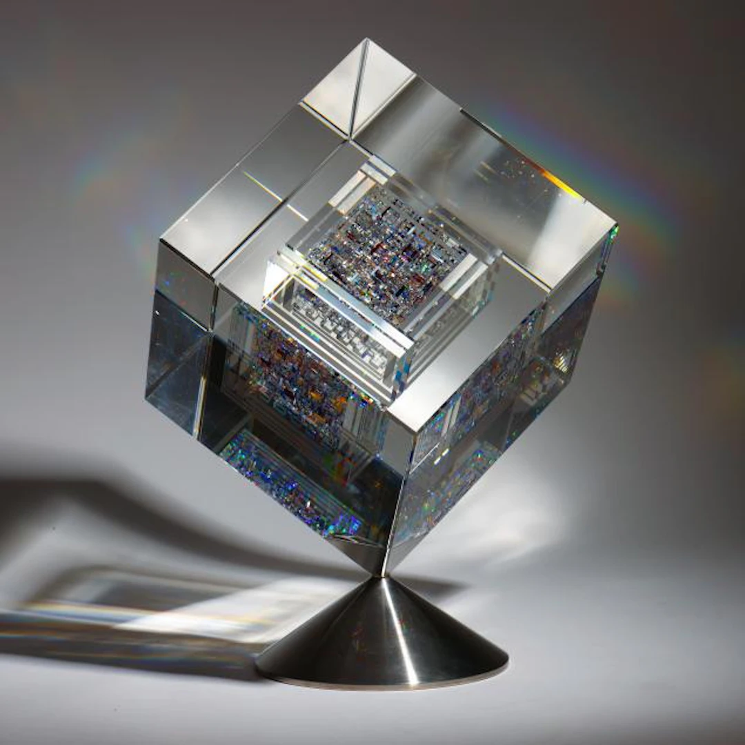 Jon Kuhn (American, b.1949), Shadow Stone, Large Cube Sculpture