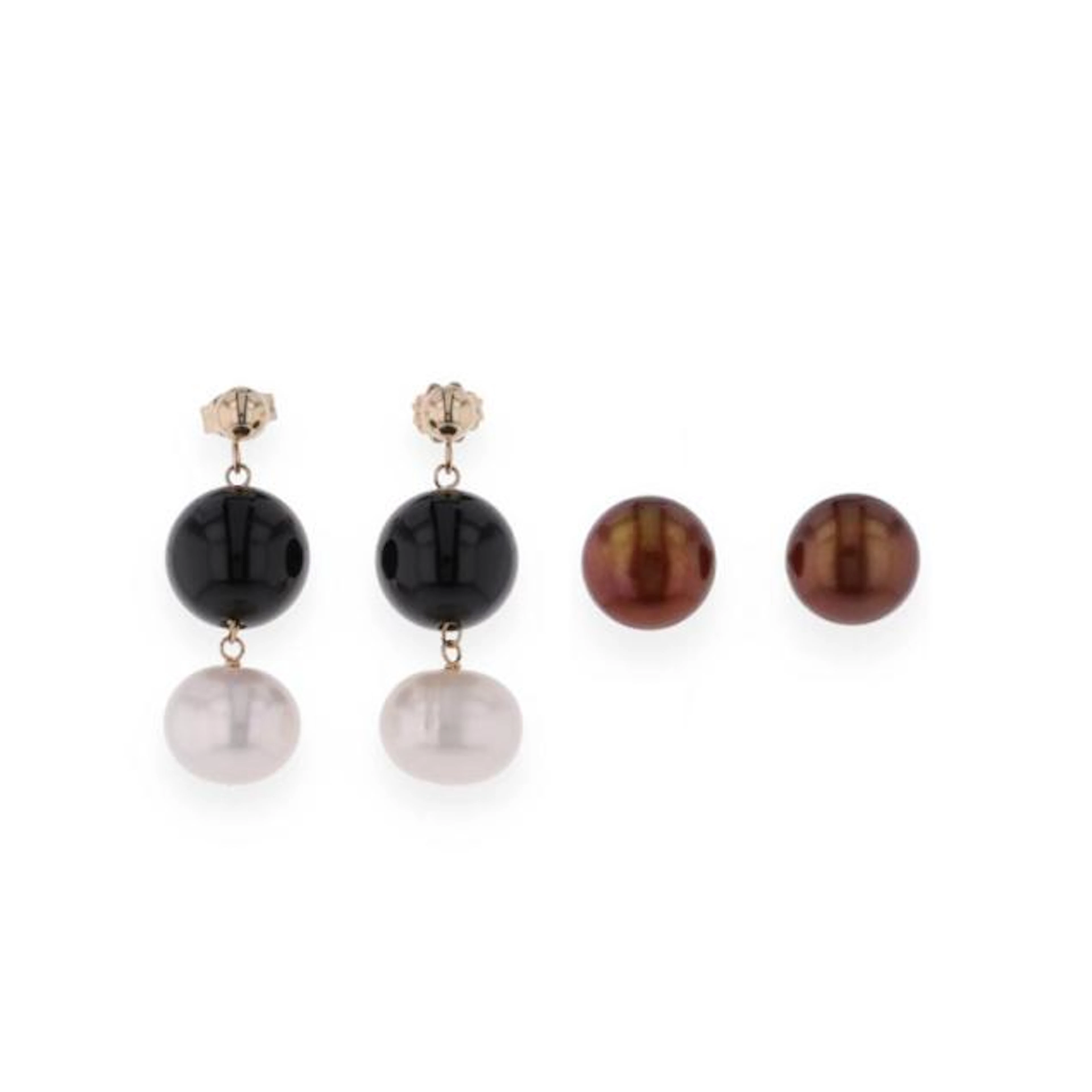Two Pairs of Gold and Pearl Earrings