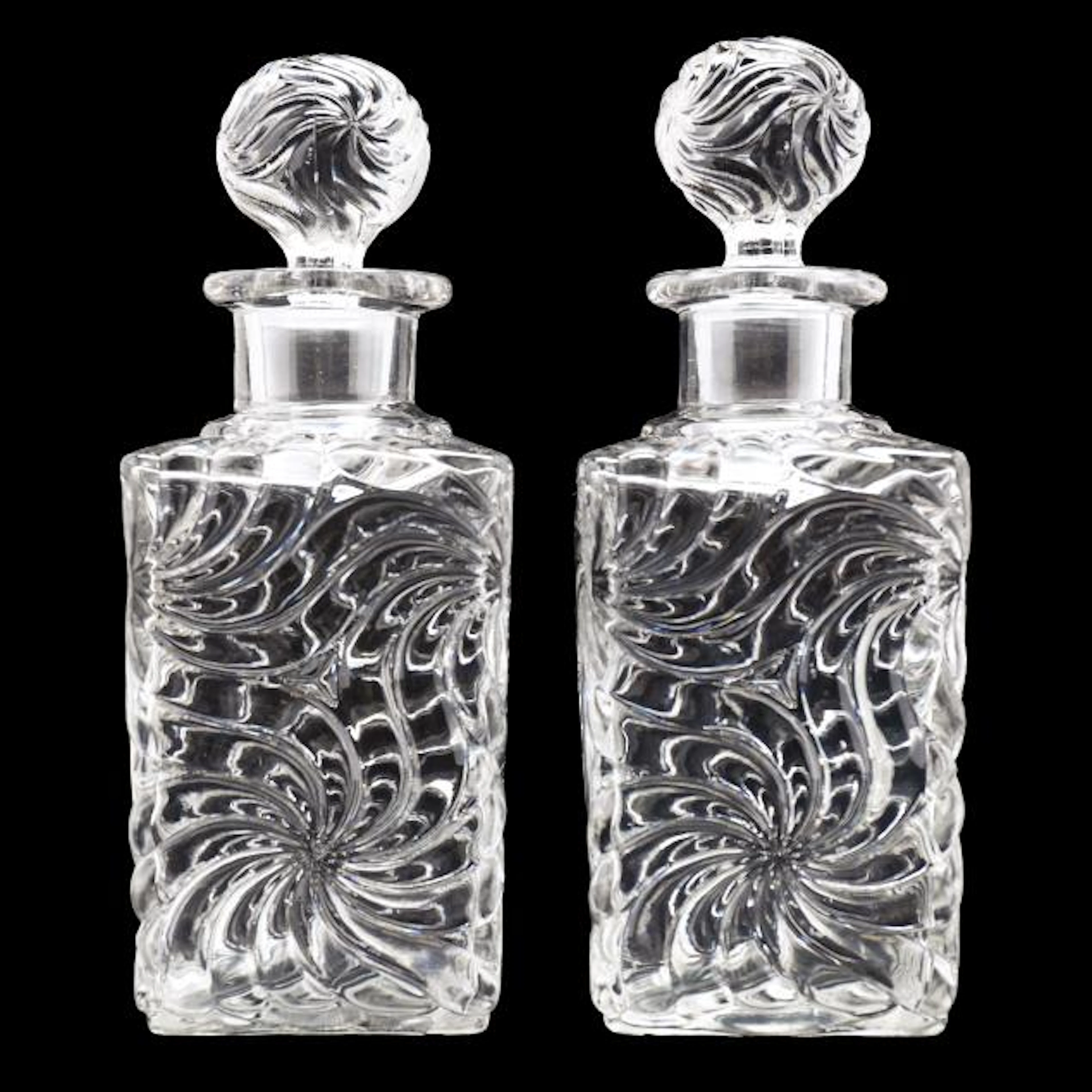 Attributed Baccarat, Pair of Bambous Tors Bottles
