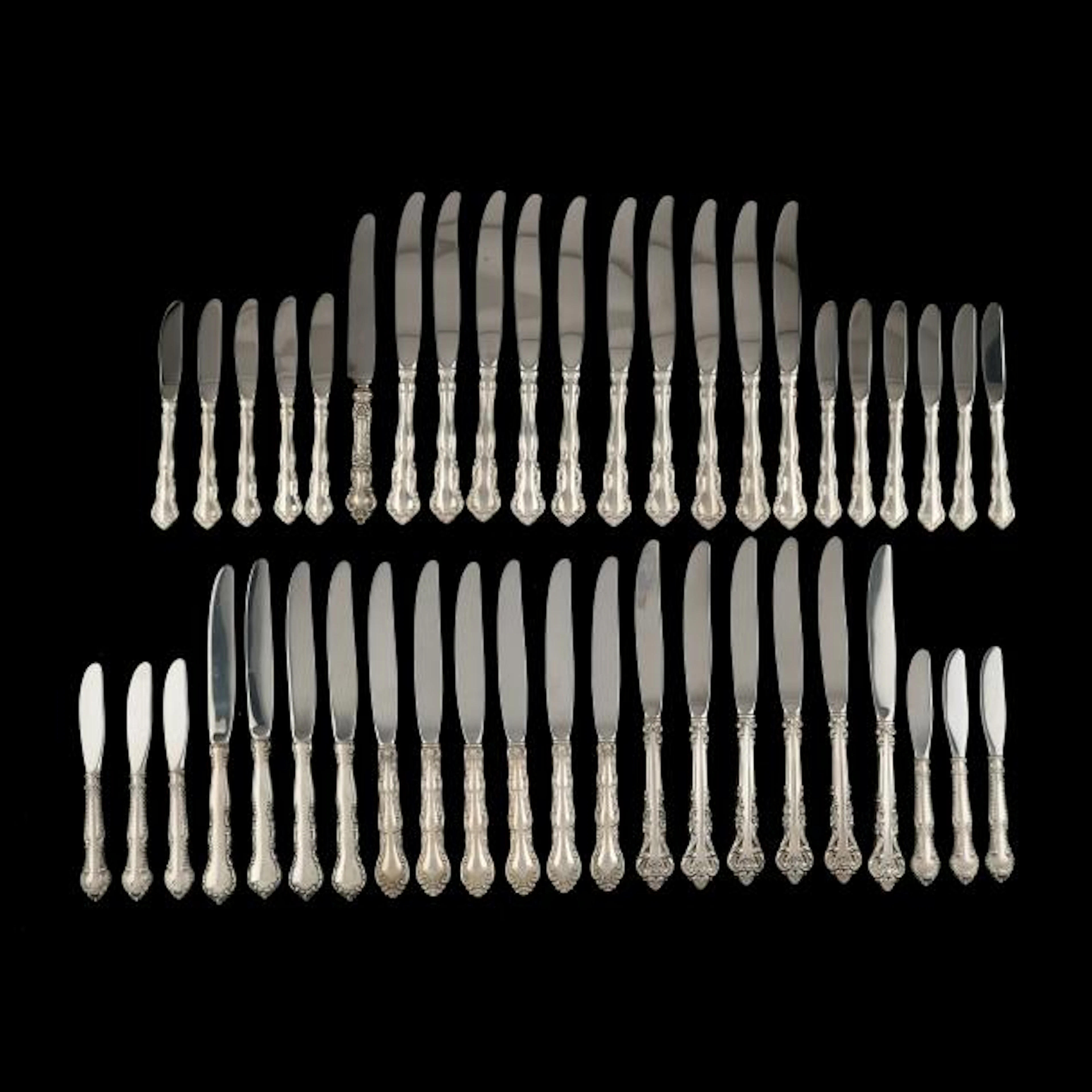 Collection of (44) American Sterling Silver Knives