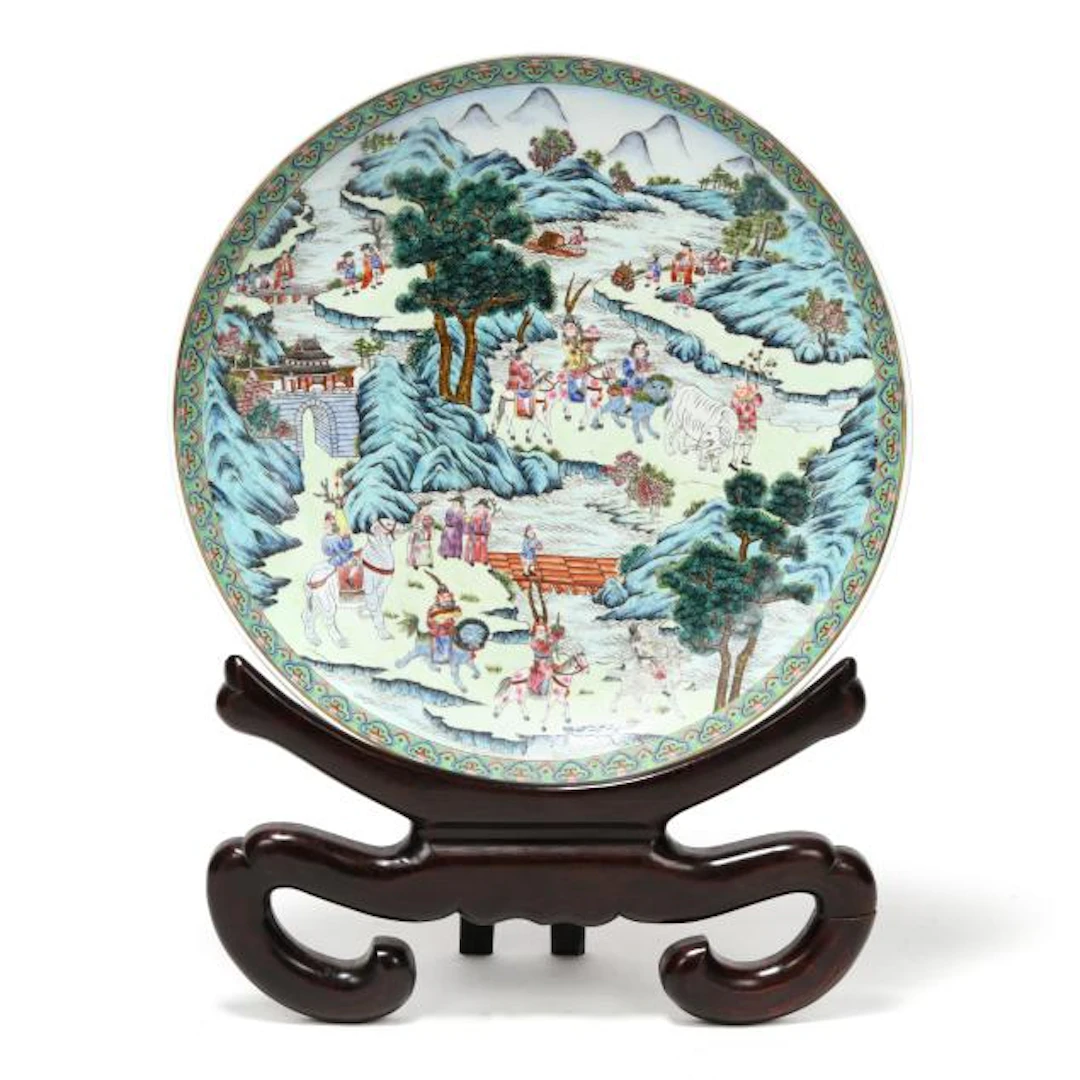 An Immense Chinese Famille Verte "Immortals Offering Birthday Congratulations"