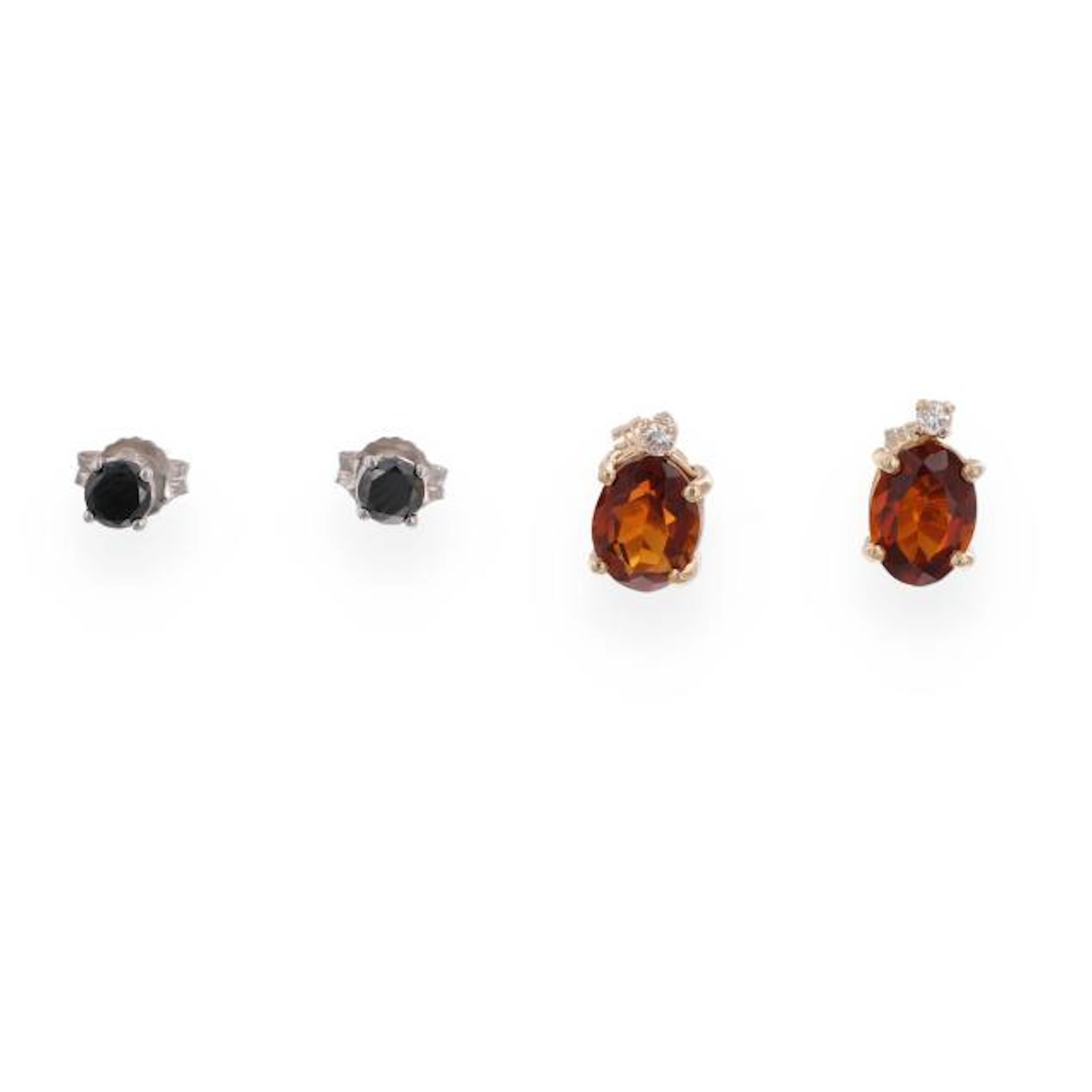 Two Pairs of Gold and Gem-Set Earrings