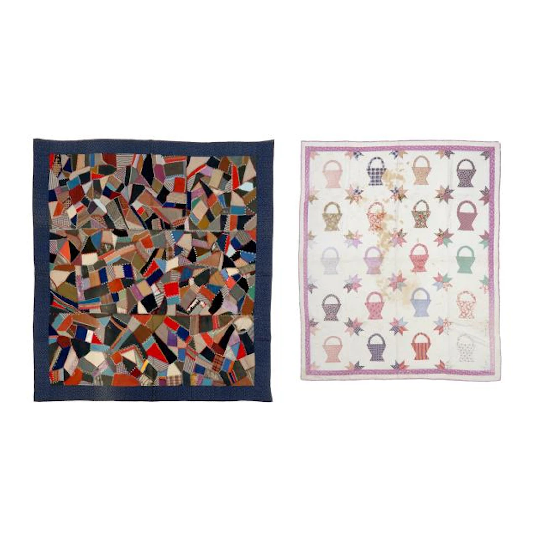 Two Handmade Vintage Patchwork Quilts