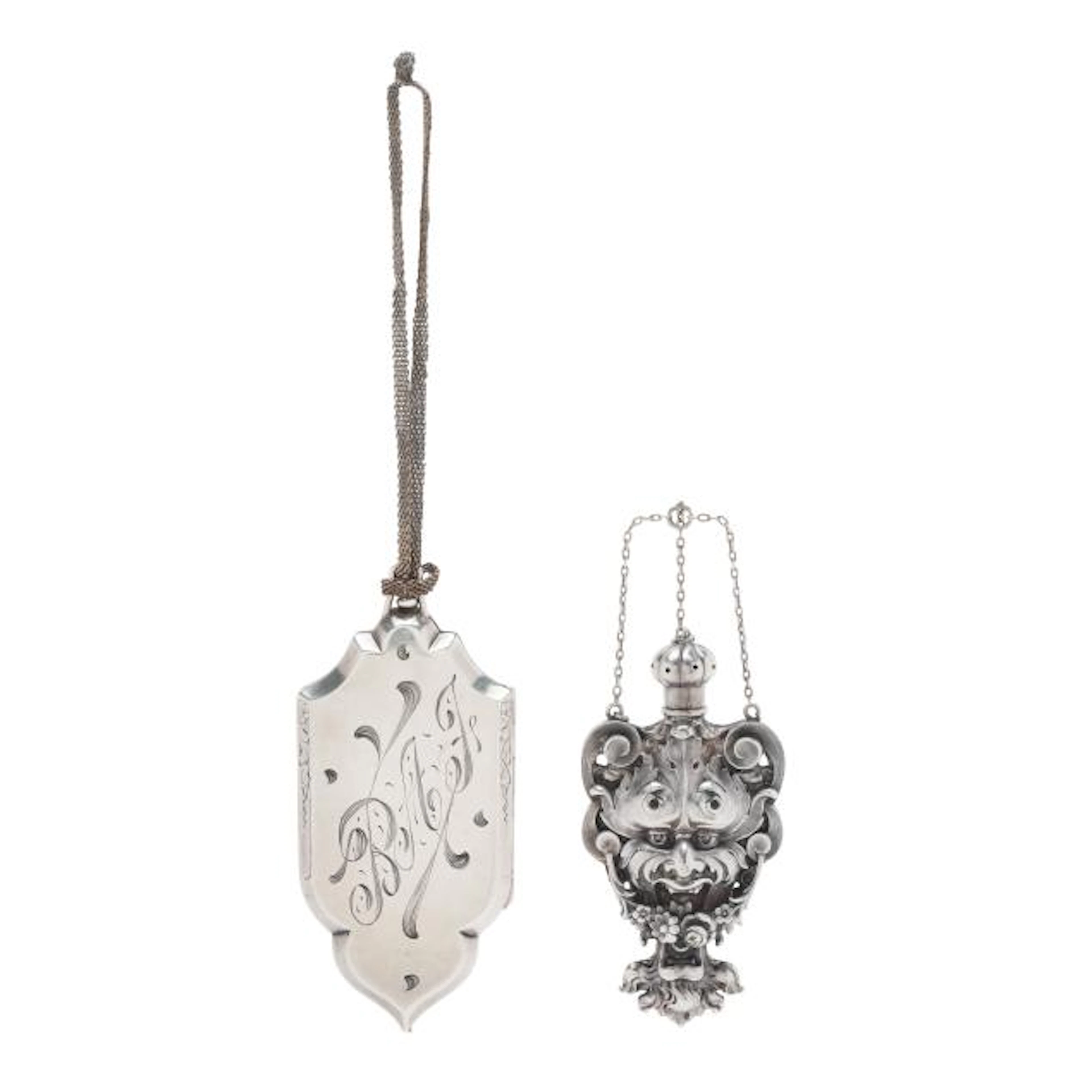 Two Antique Sterling Silver Accessories with Chains