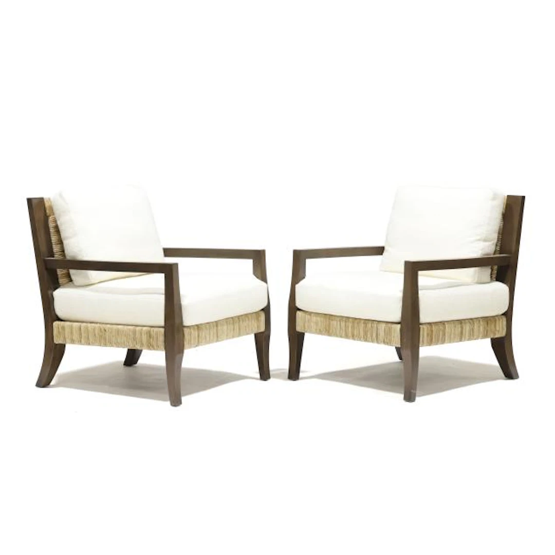 EJ Victor, Pair of Fisher's Island Rush Lounge Chairs