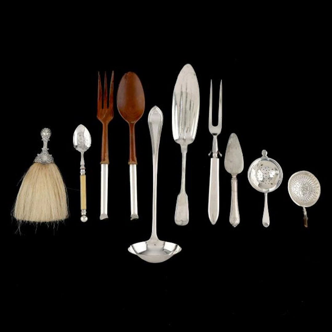 Ten Silver and Silver-Plated Flatware Accessories