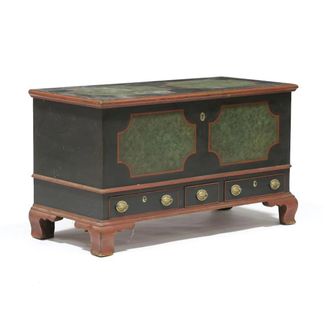 Pennsylvania Dutch Style Bench Made Painted Blanket Chest