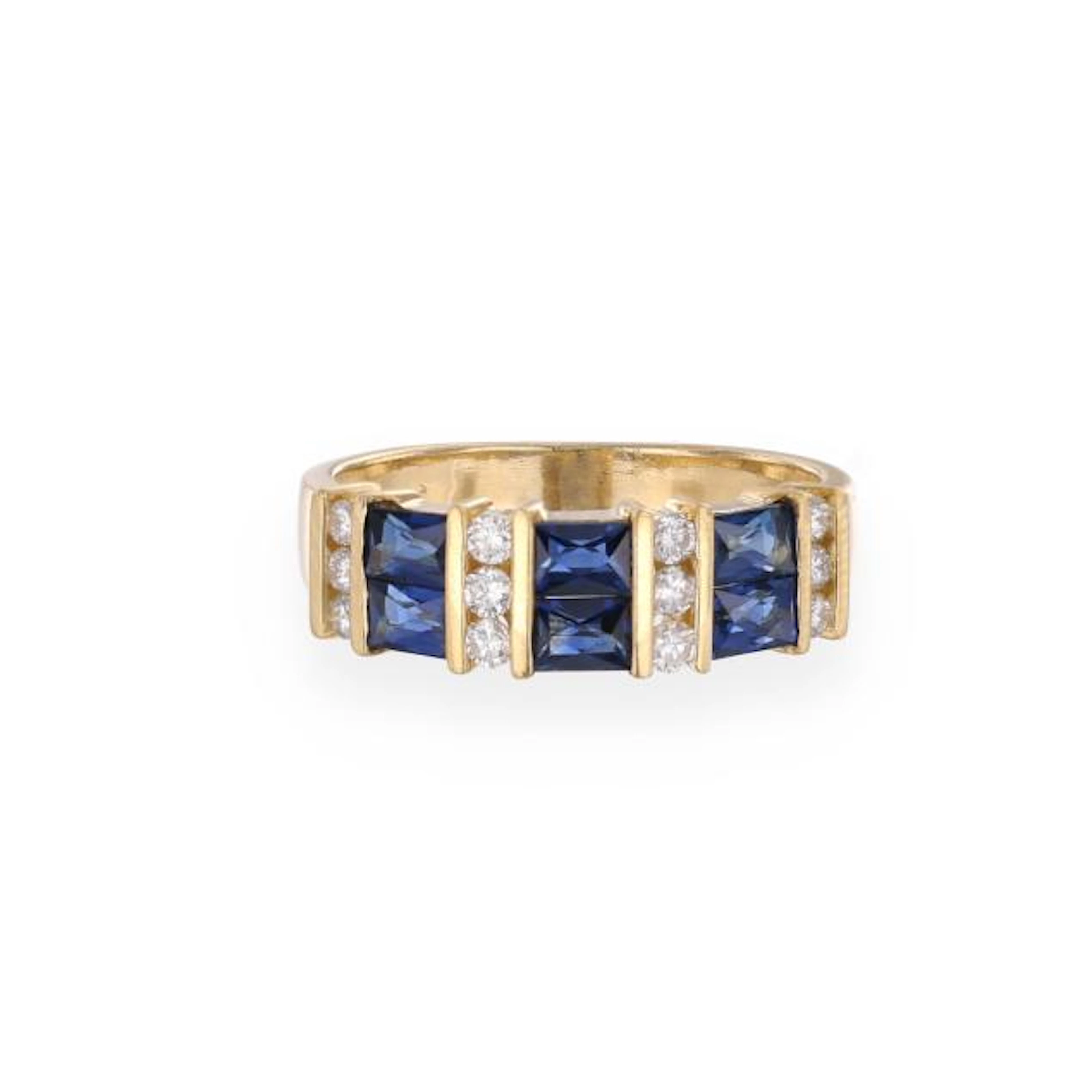 Gold, Diamond, and Sapphire Ring