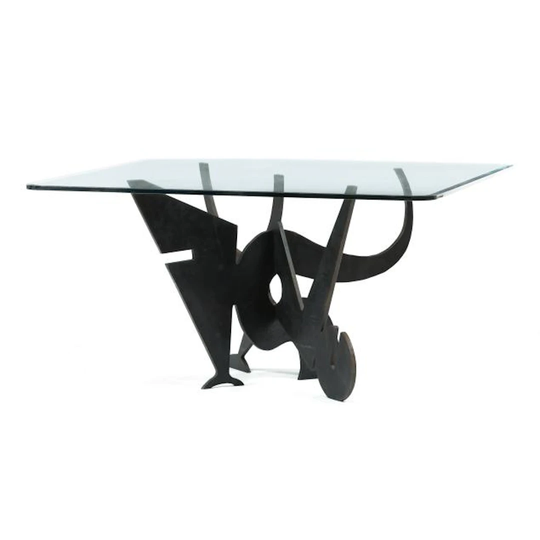 Pucci de Rossi (Italian, 1947-2013), Sculptural Iron and Glass Dining Table