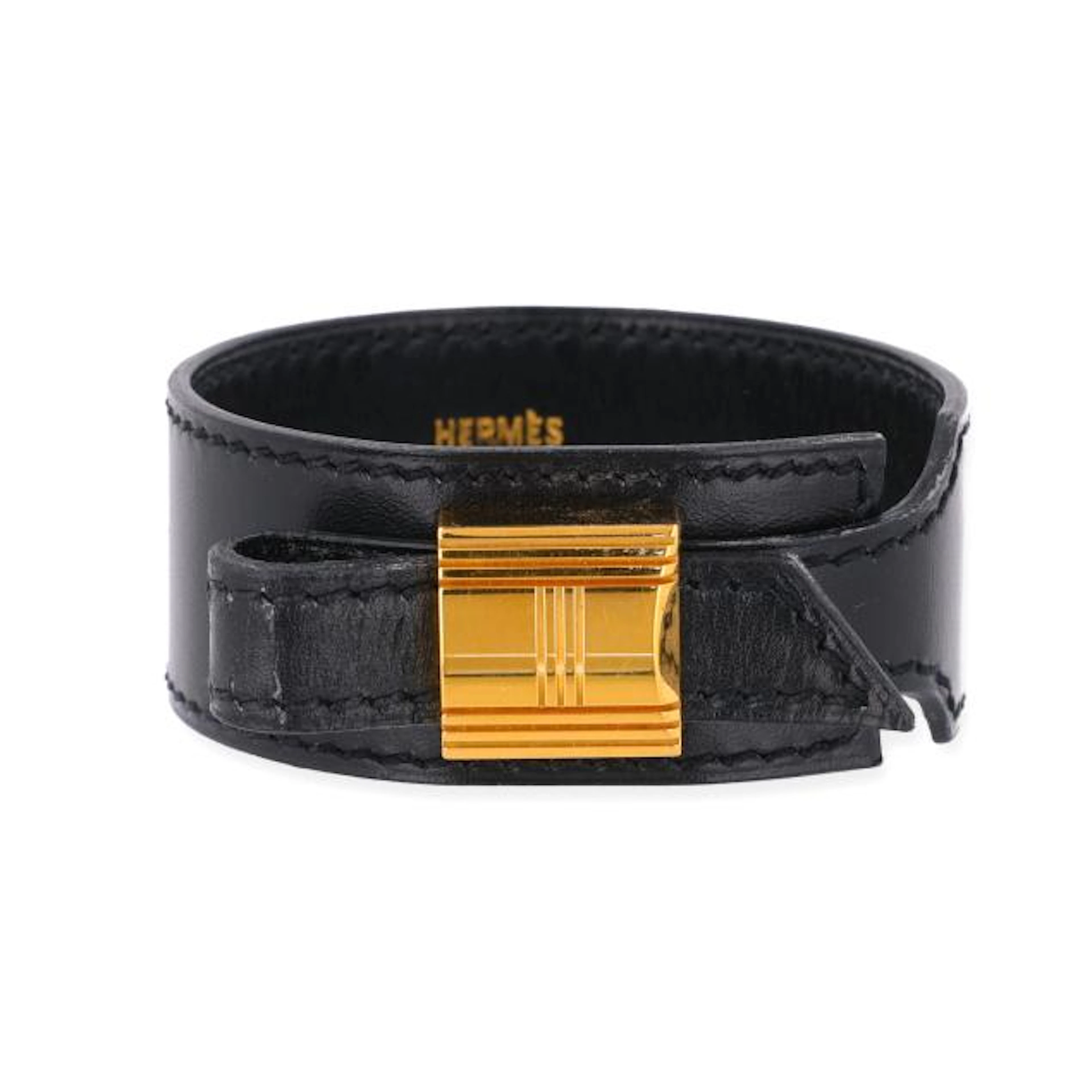 Black Leather Artemis Bracelet, Hermès
