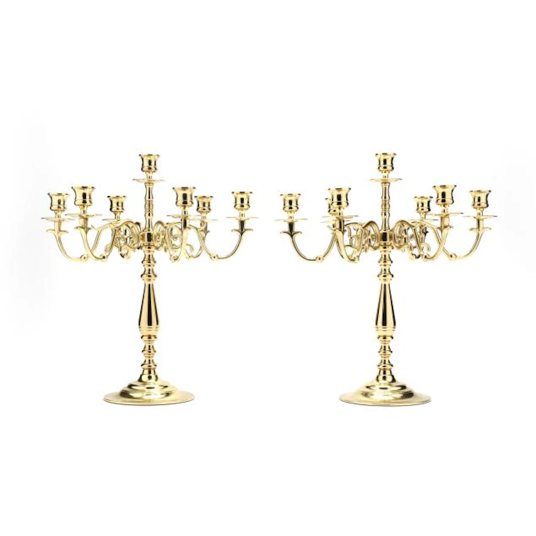 Pair of Baldwin Brass Seven-Light Candelabra