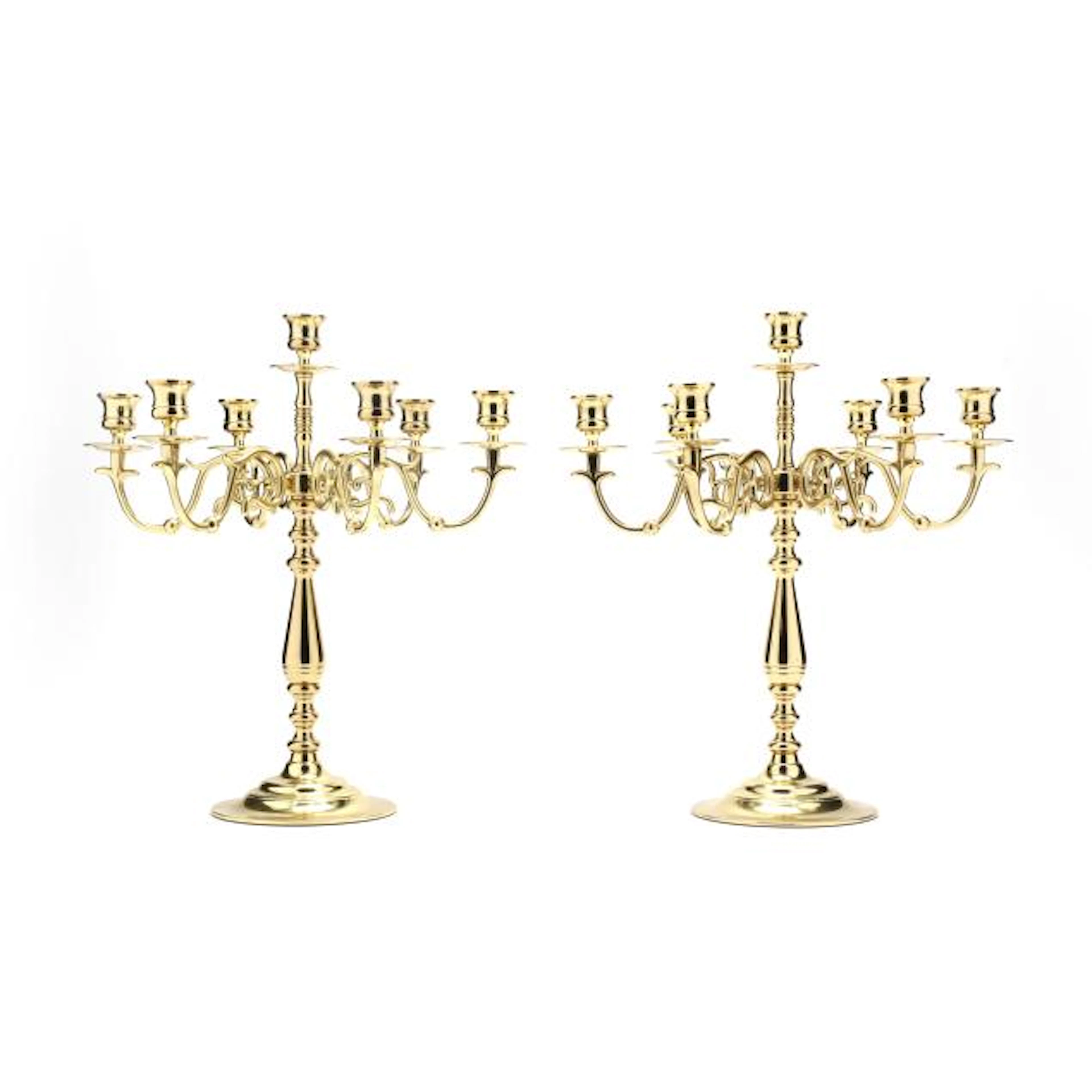 Pair of Baldwin Brass Seven-Light Candelabra