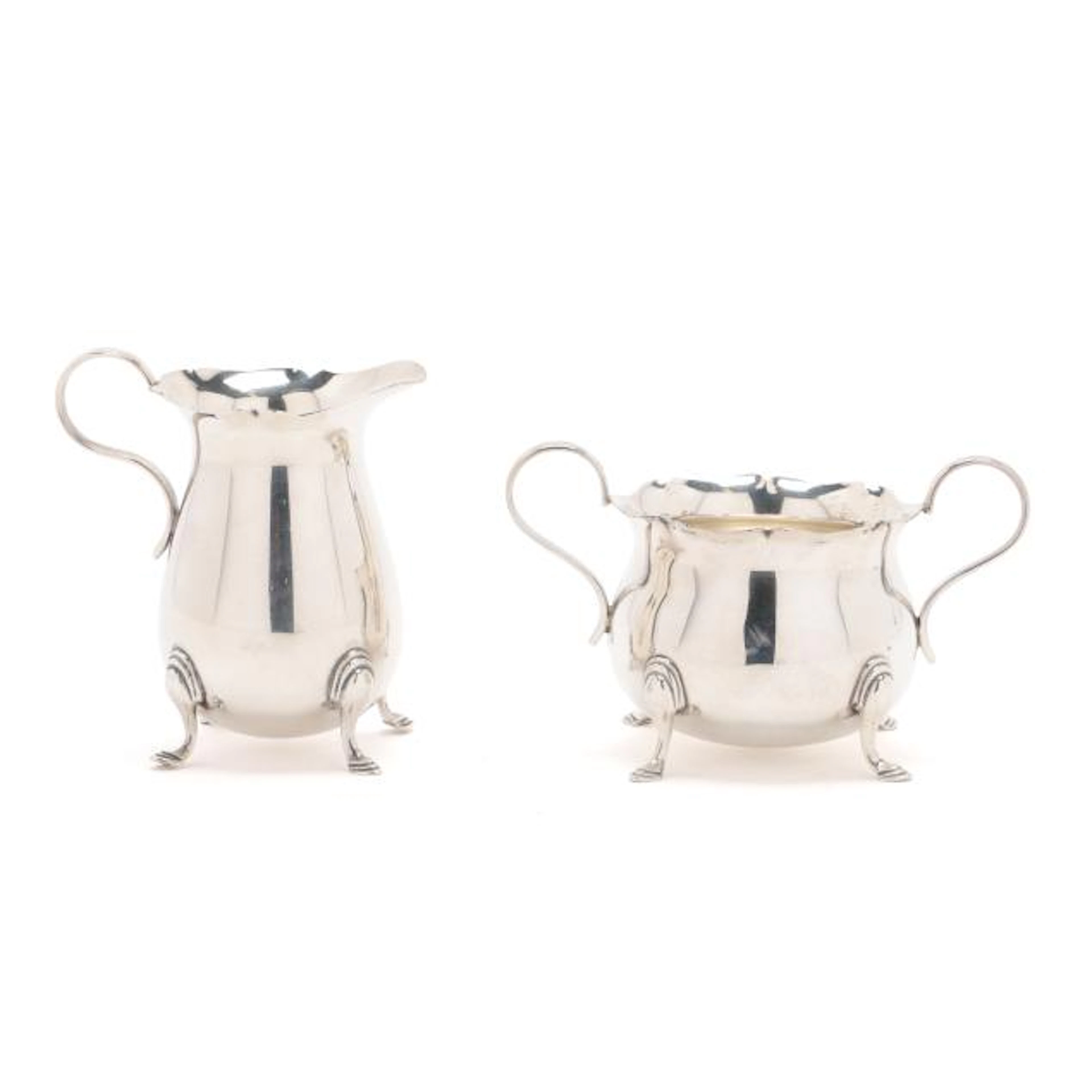 Sterling Silver Creamer and Sugar Bowl