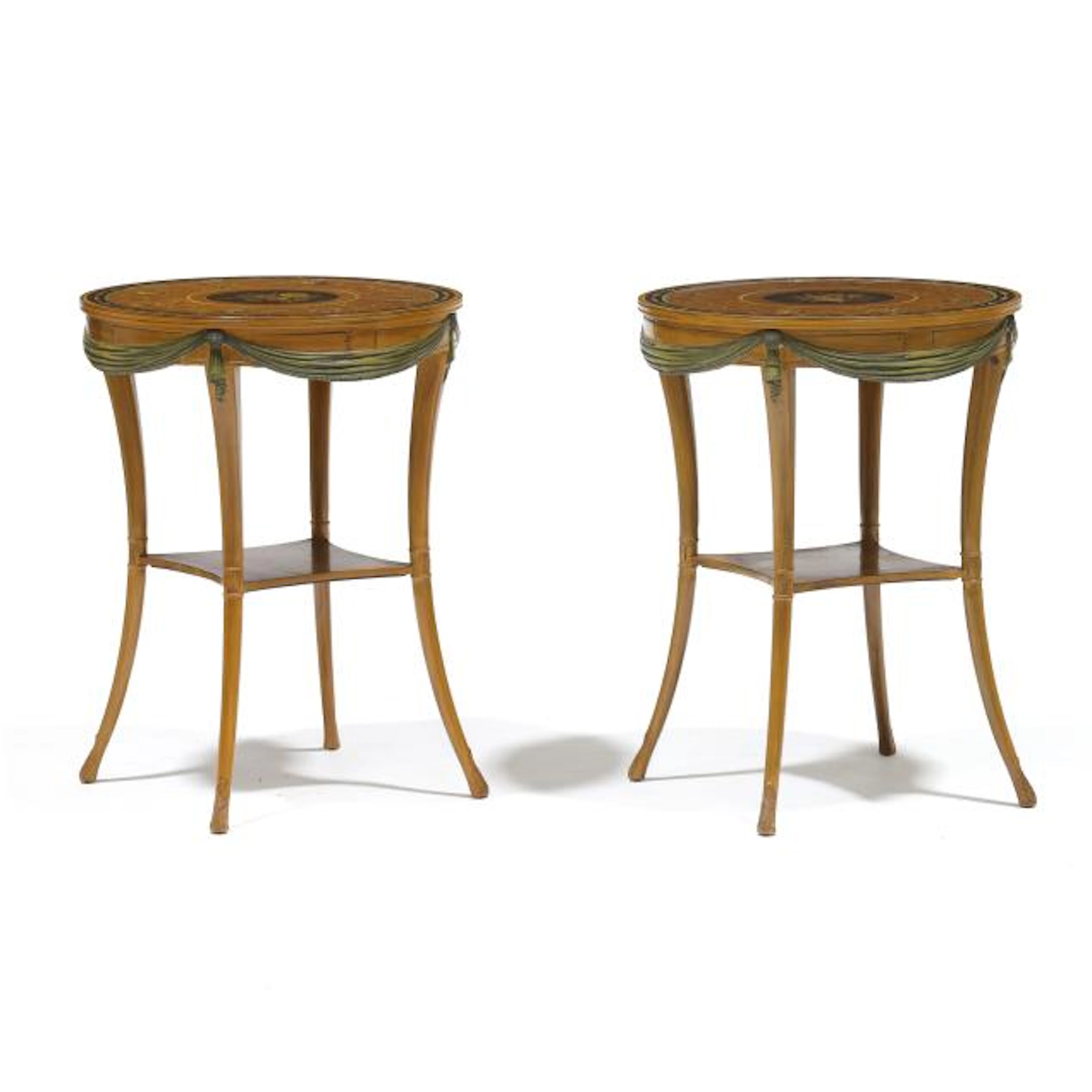 Zangerle, Pair of Adams Style Round Side Tables