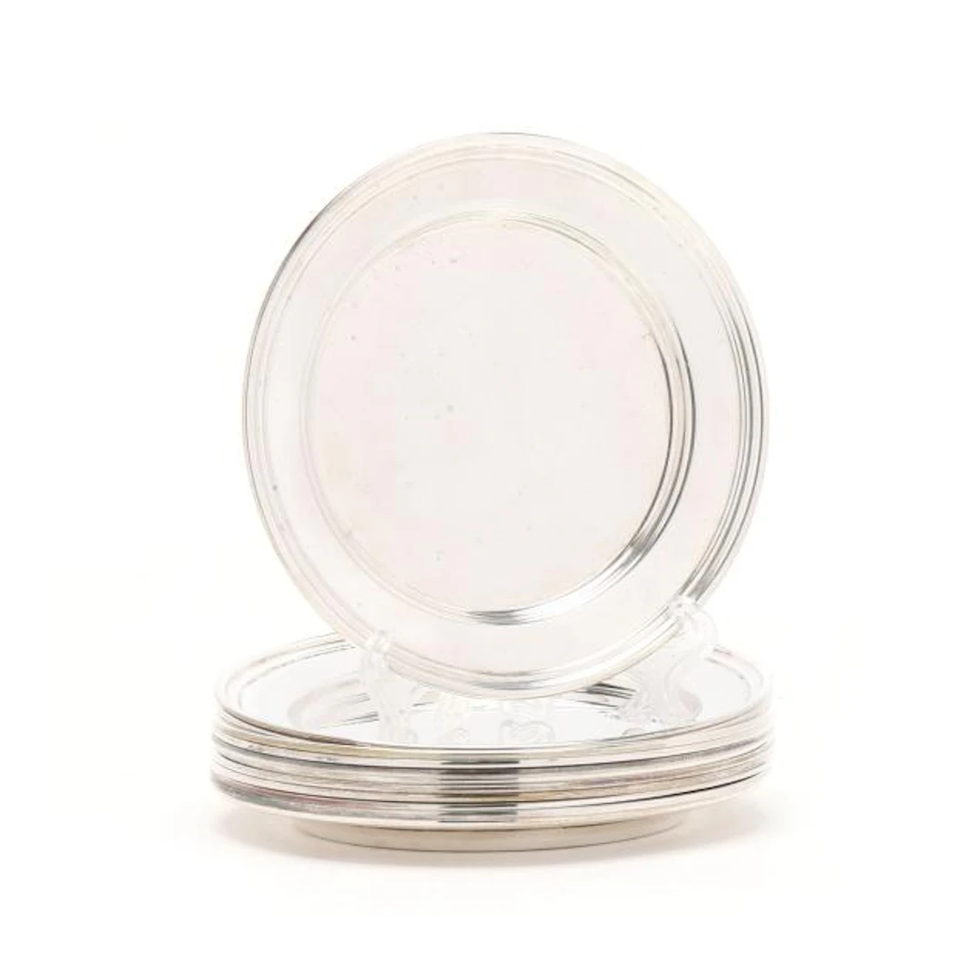 Set of Twelve American Sterling Silver Bread Plates