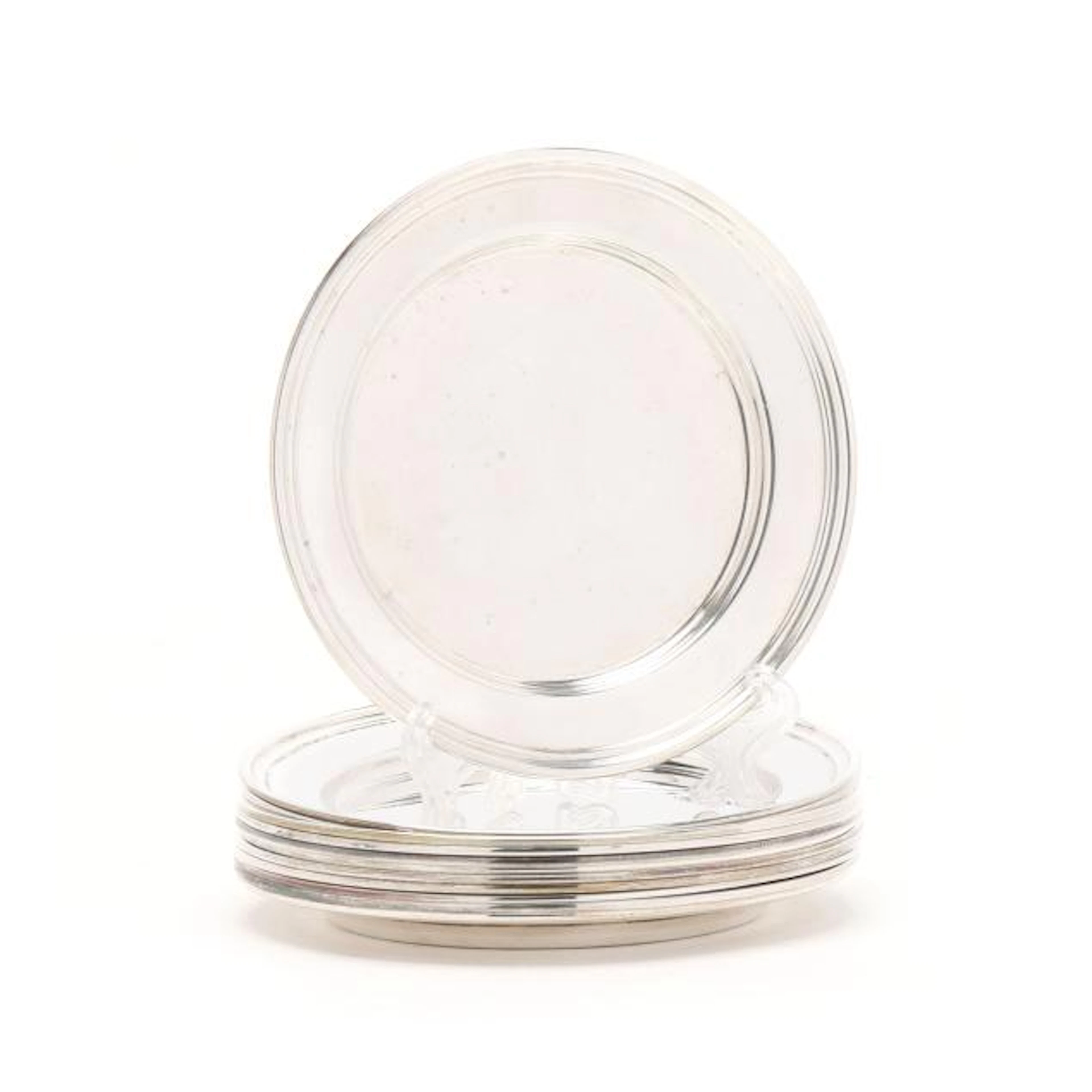 Set of Twelve American Sterling Silver Bread Plates