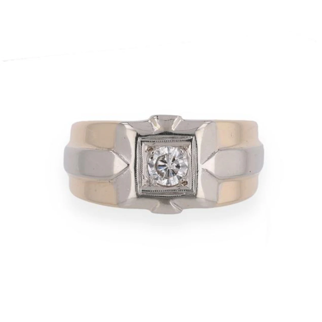 Gent's Bi-Color Gold and Diamond Ring