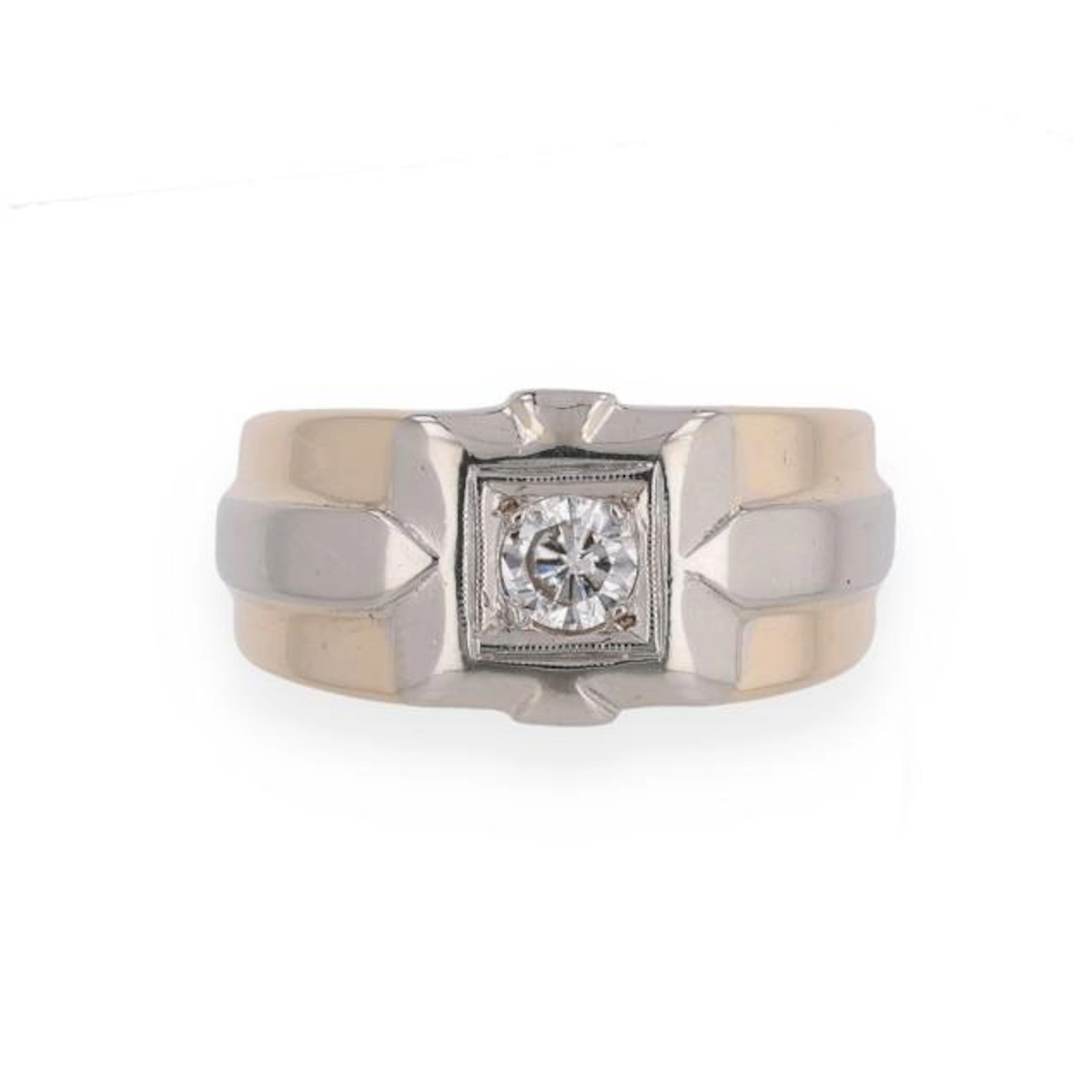 Gent's Bi-Color Gold and Diamond Ring
