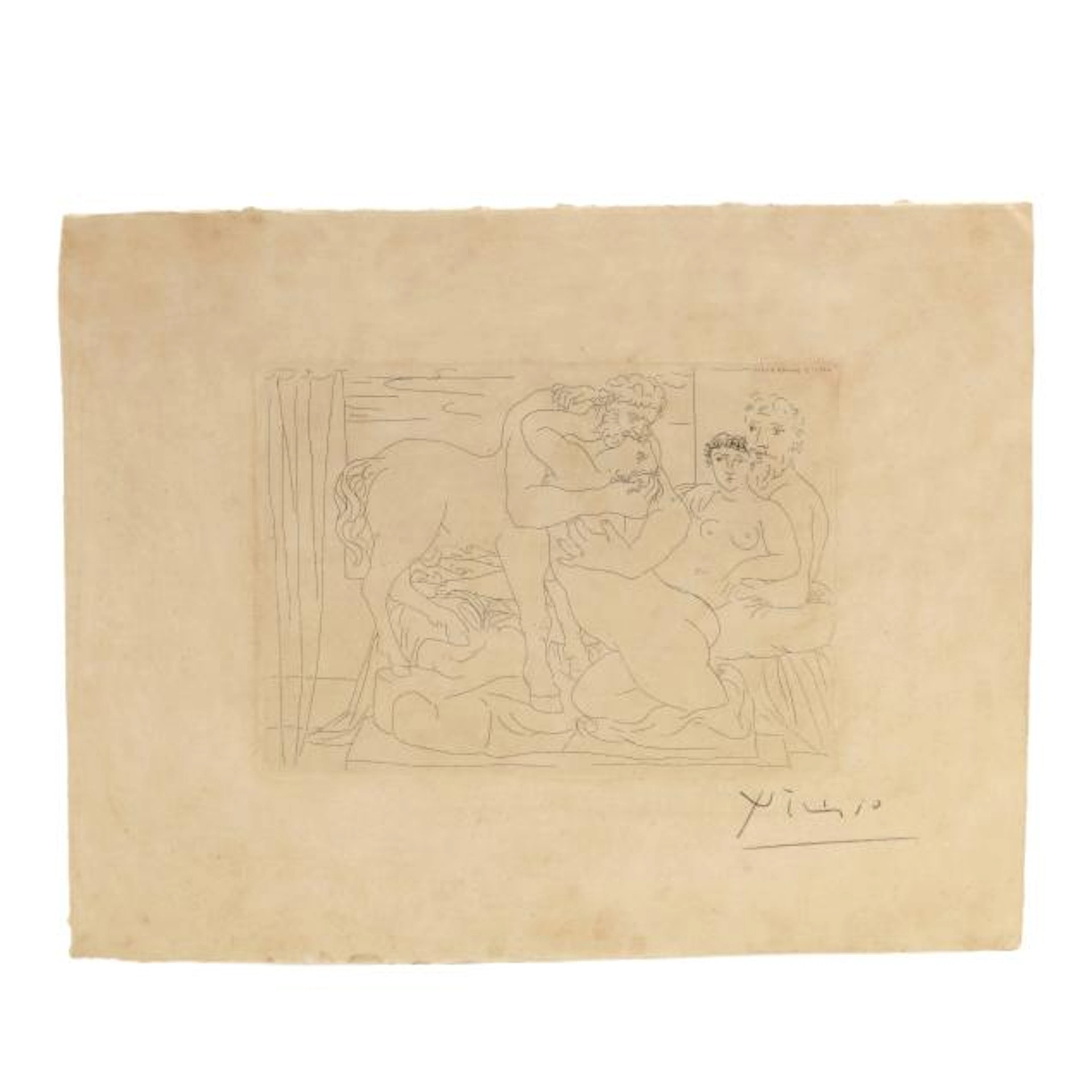 Pablo Picasso (Spanish, 1881-1973), Le Repos du Sculpteur devant un