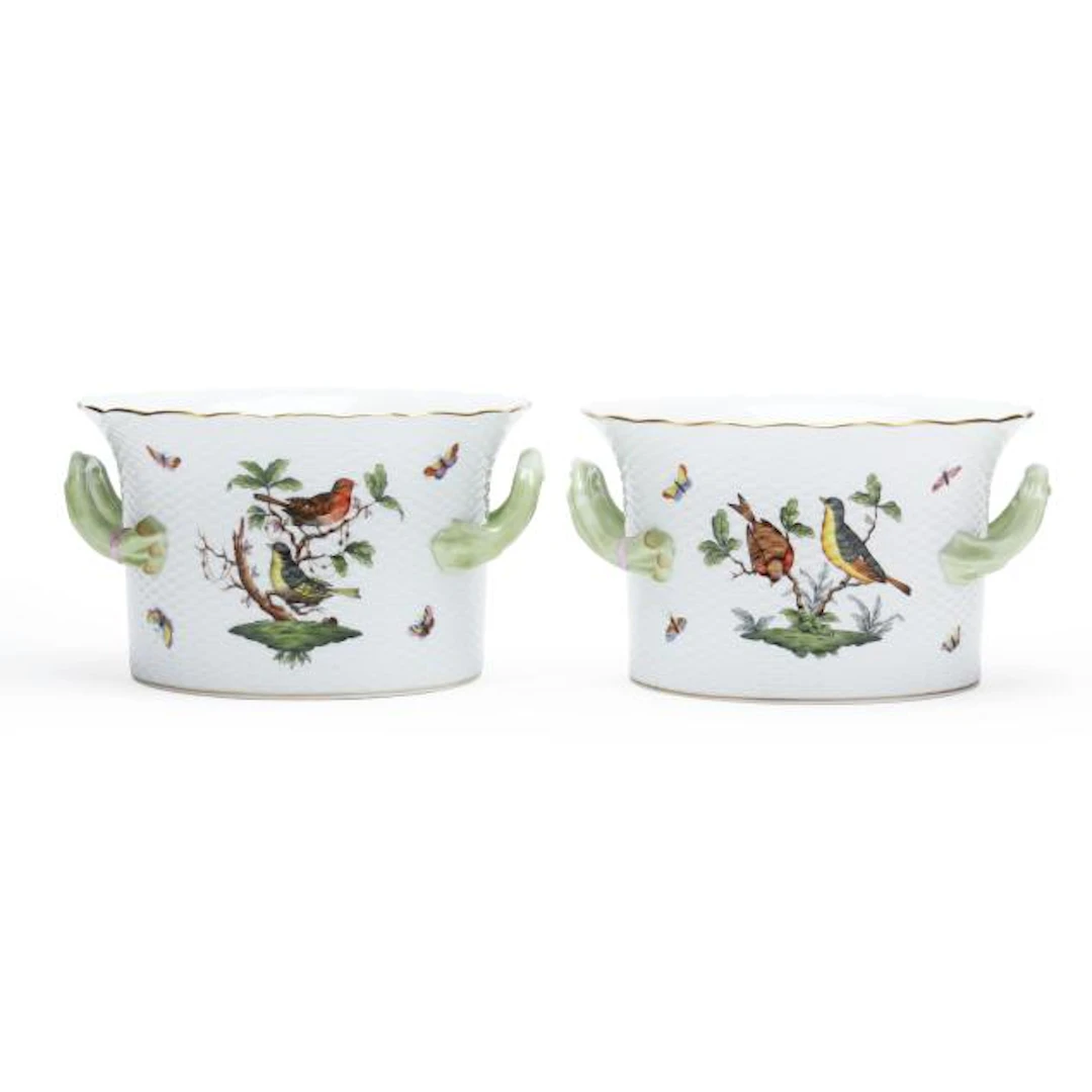Pair of Herend Rothschild Bird Cachepots