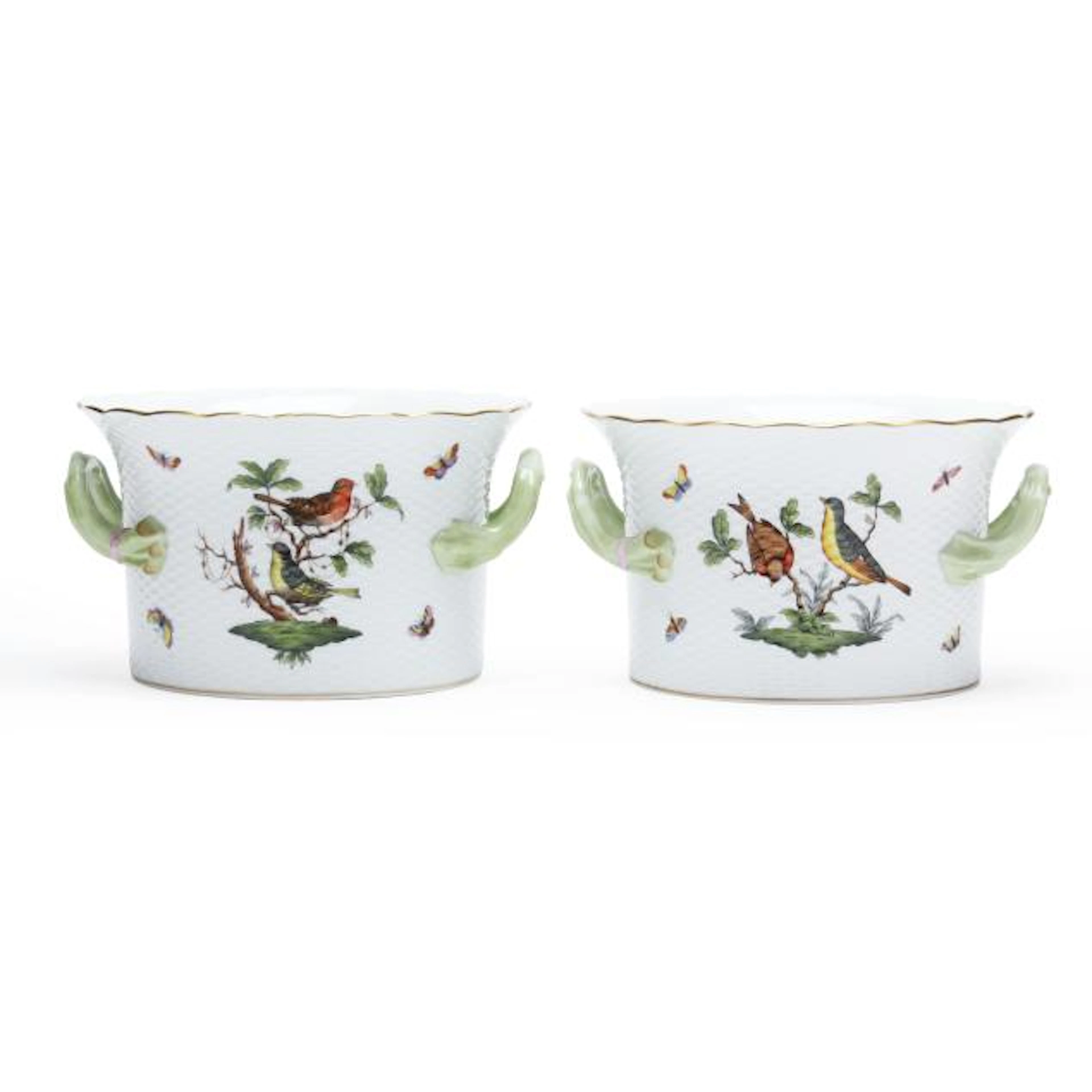 Pair of Herend Rothschild Bird Cachepots