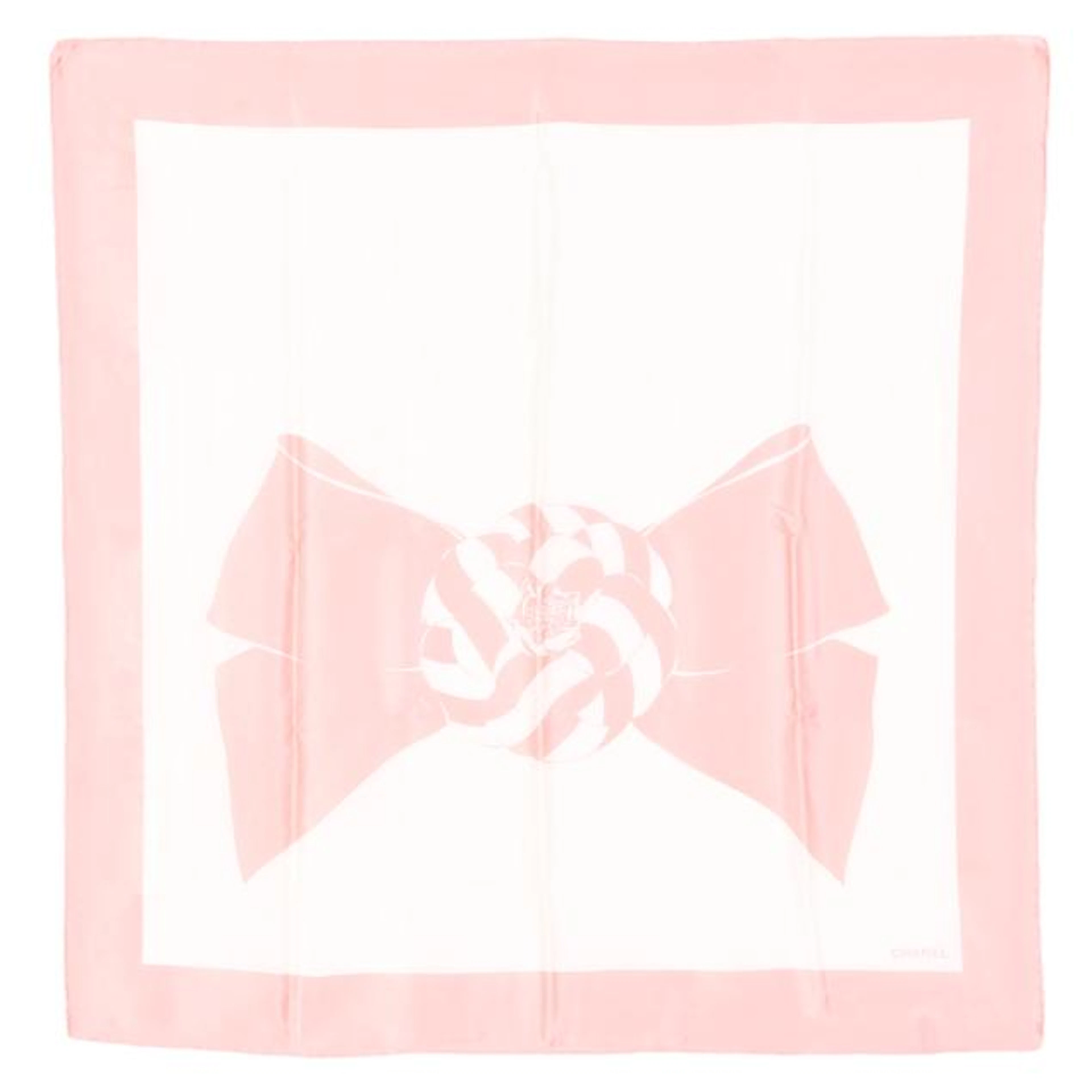 Pink and White Bow Silk Scarf, Chanel