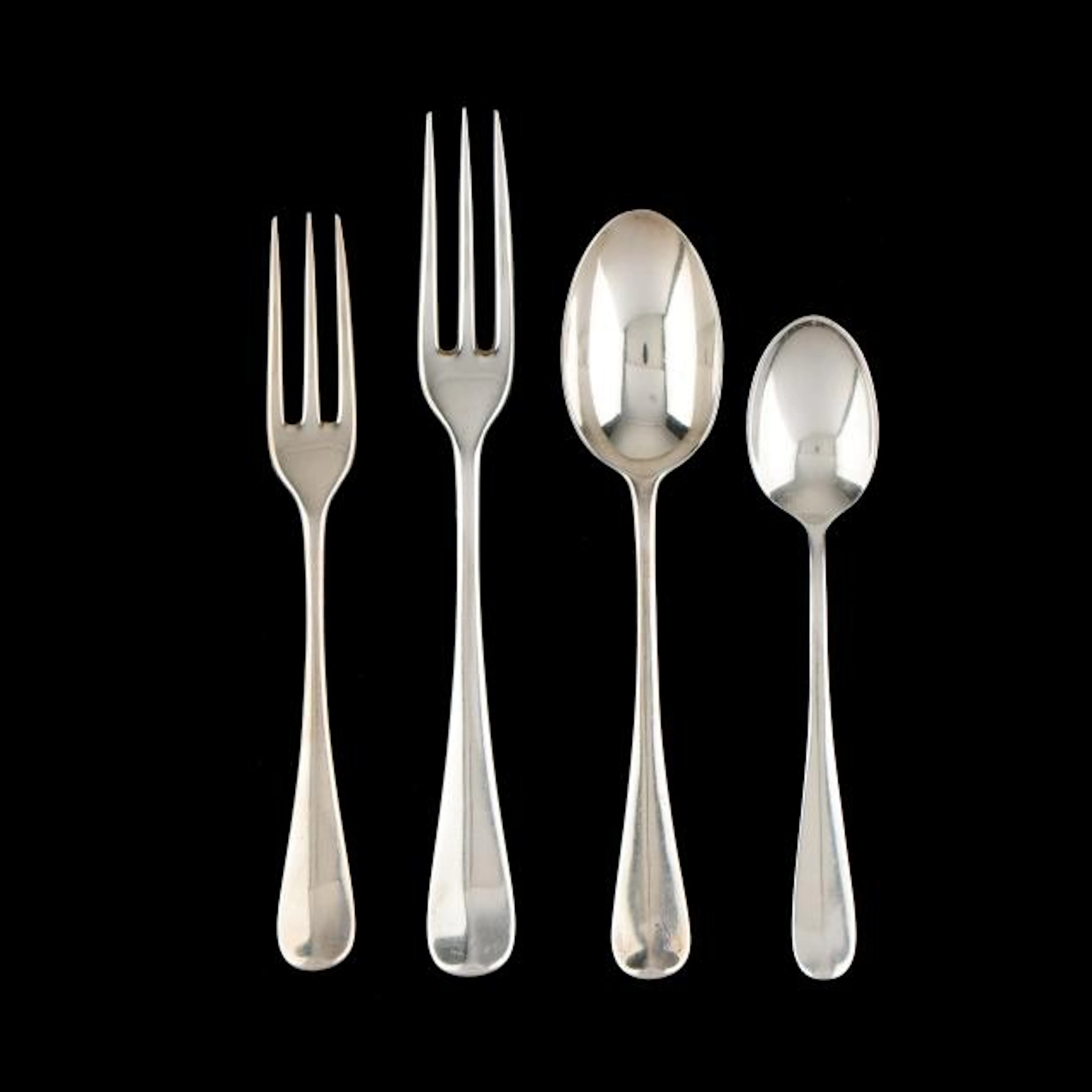 Assembled English and American Silver Queen Anne Flatware Service