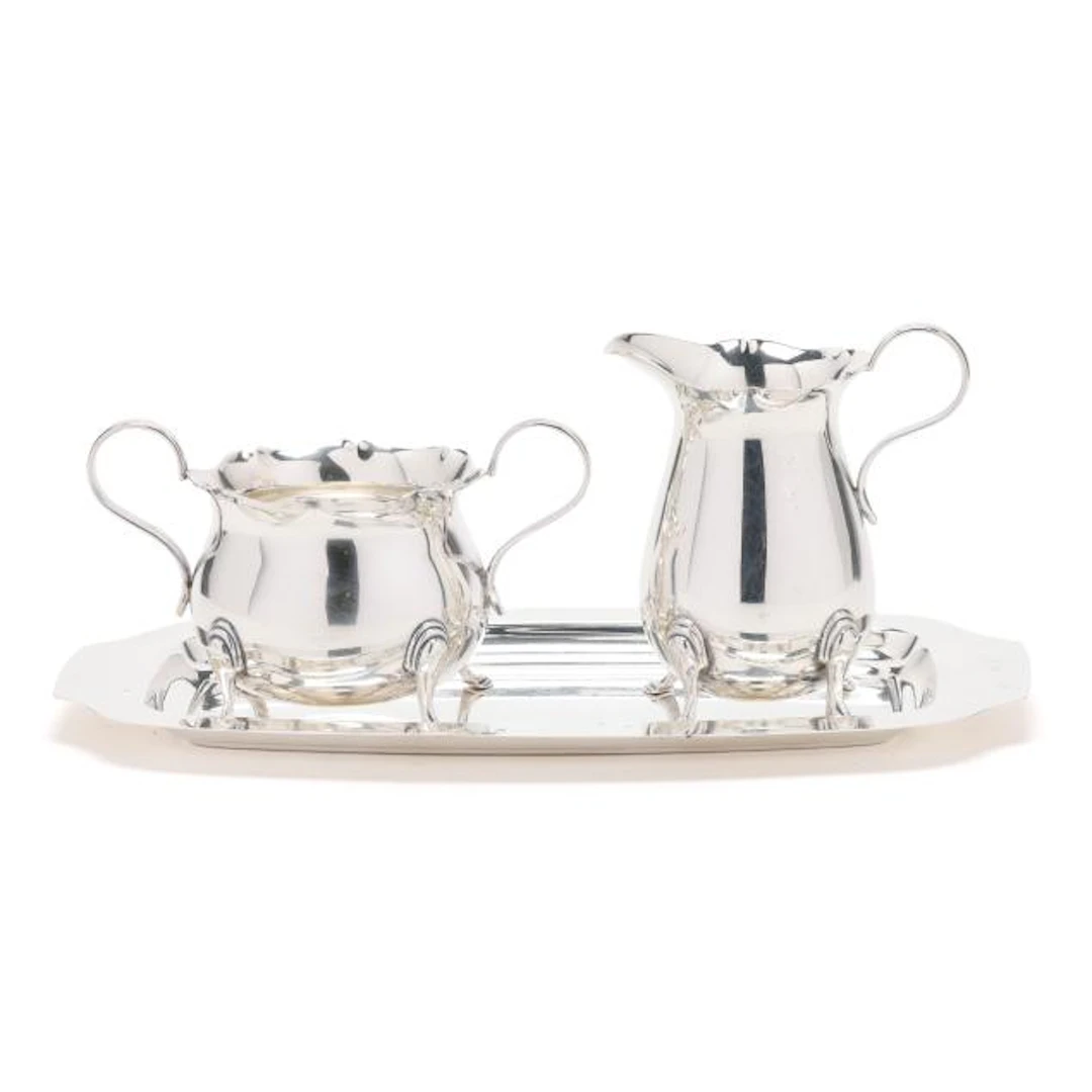 Sterling Silver Creamer, Sugar, and Tray Set