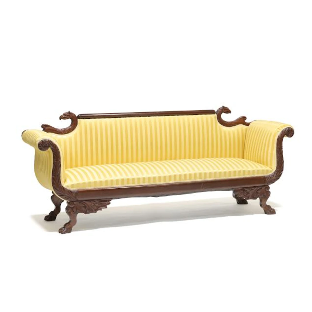 American Classical Carved Mahogany Sofa