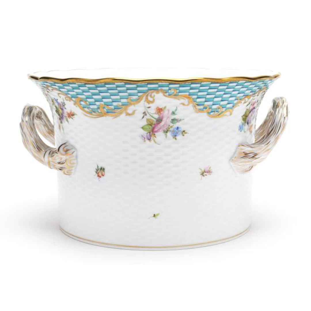 Herend, Flowers with Square Scale Cachepot, Signed