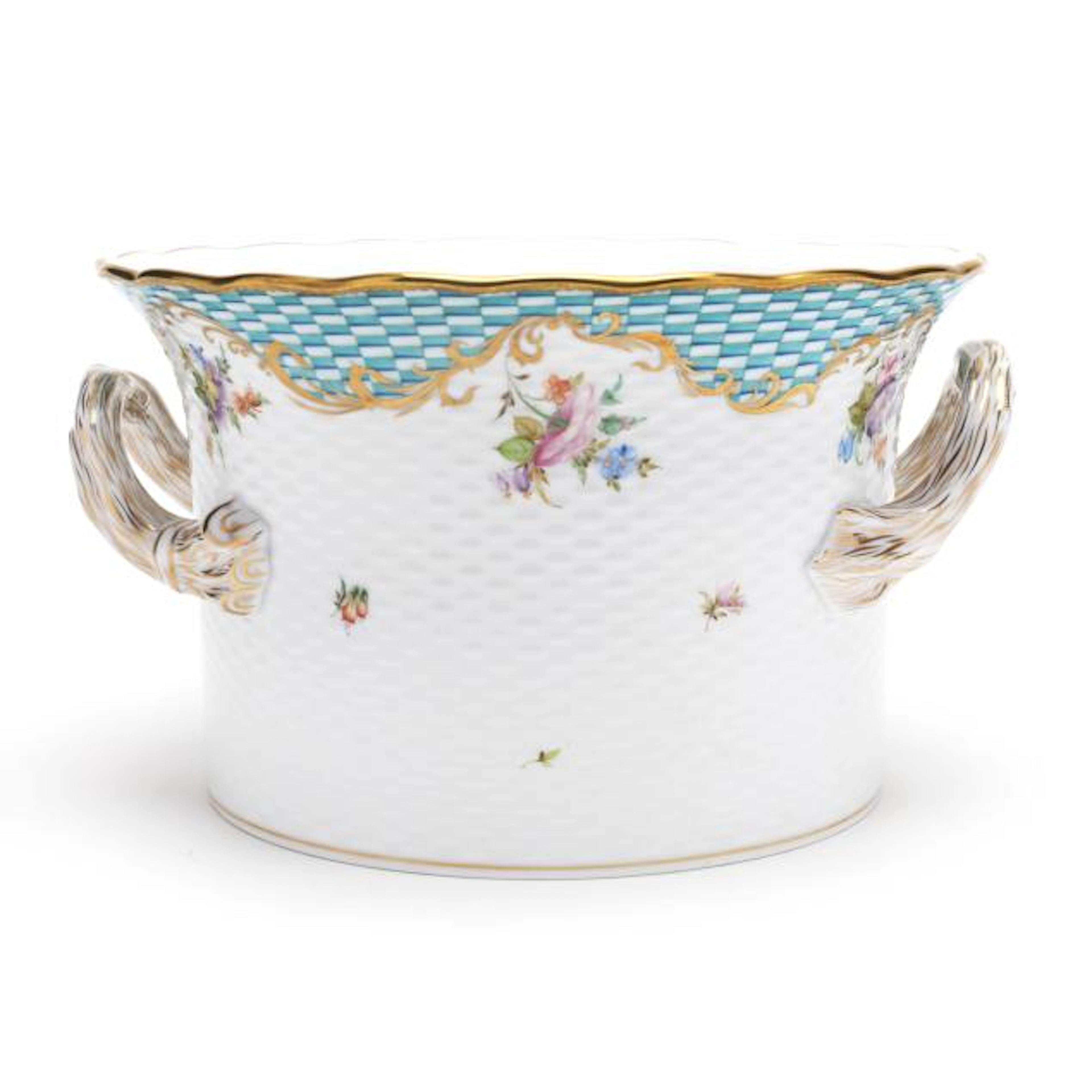 Herend, Flowers with Square Scale Cachepot, Signed