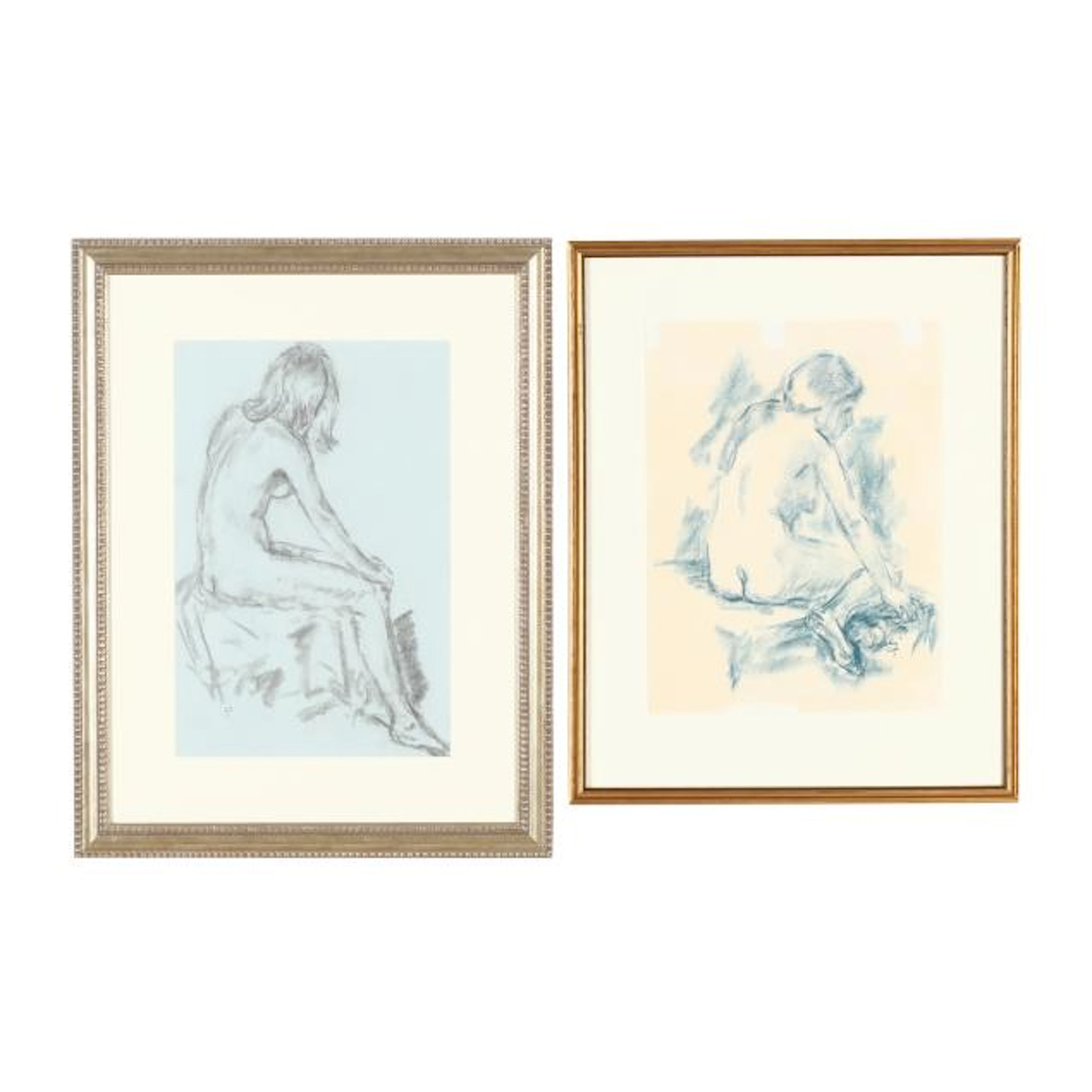 Wes Crawley (American, 1922-1985), Seated Figure Studies (two works)