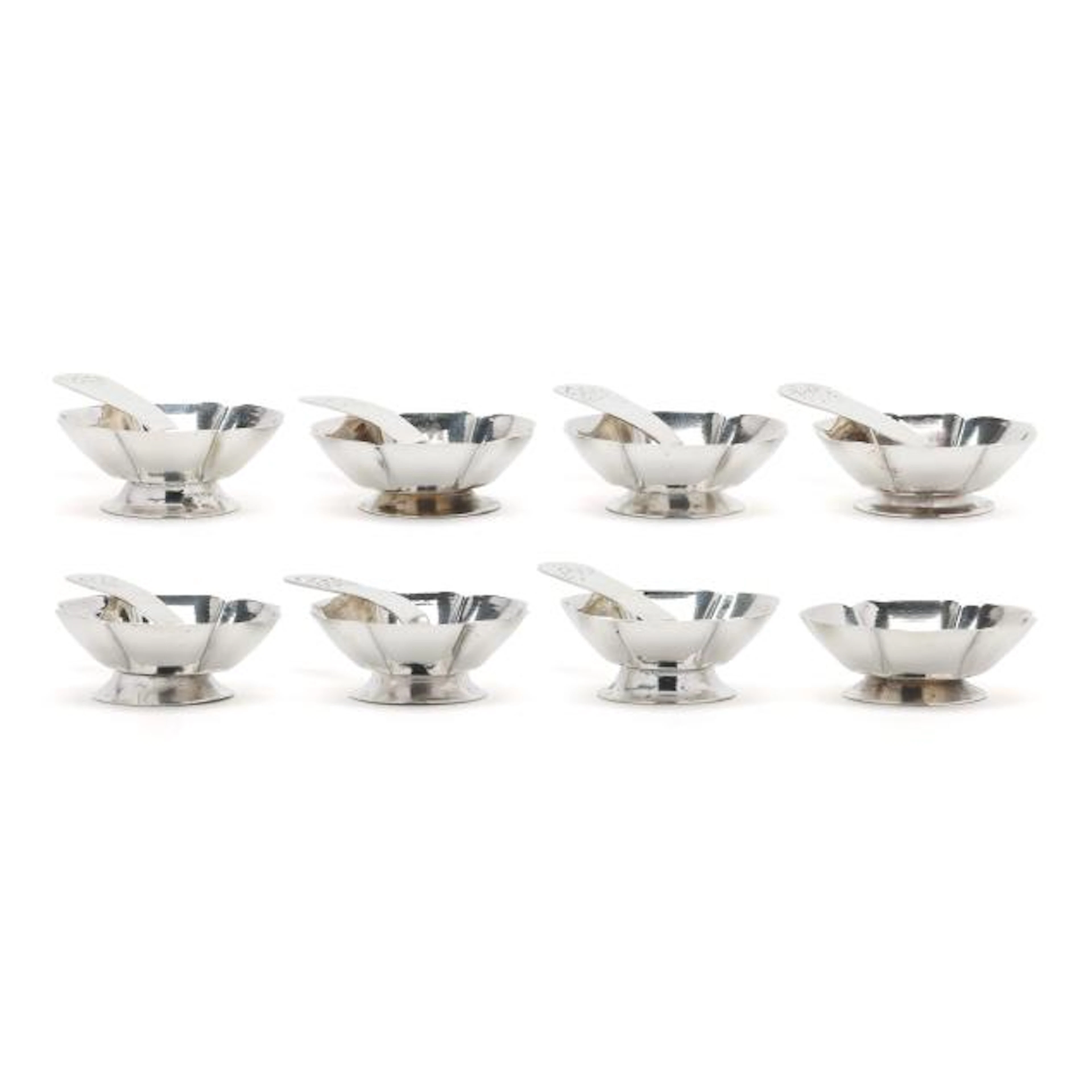 Set of Eight Mexican Silver Salt Cellars, Mark of Maciel