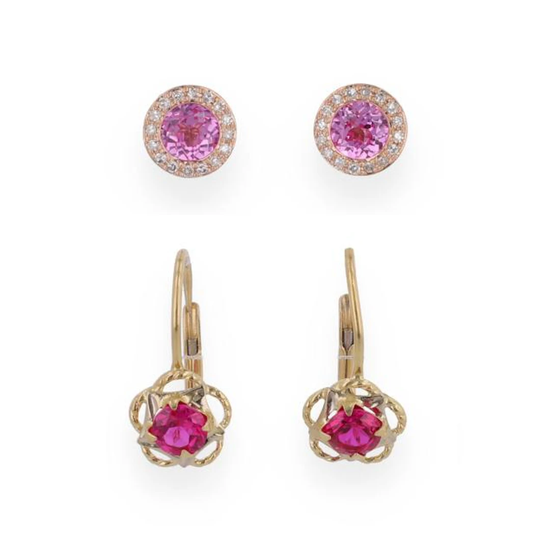 Two Pairs of Gold and Gem-Set Earrings