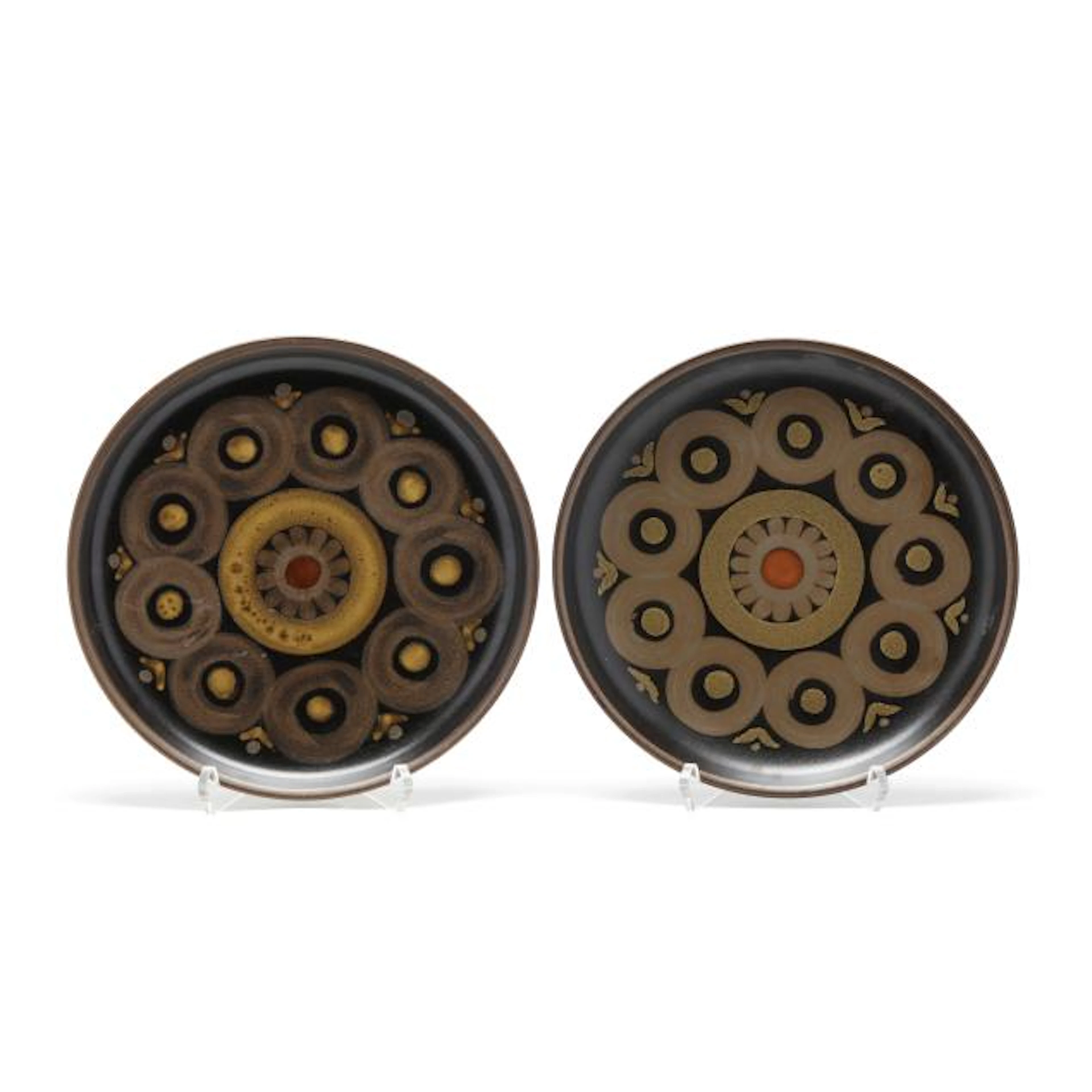 Pair of Mid-Century Denby Langley Samarkand Brown Dinner Plates