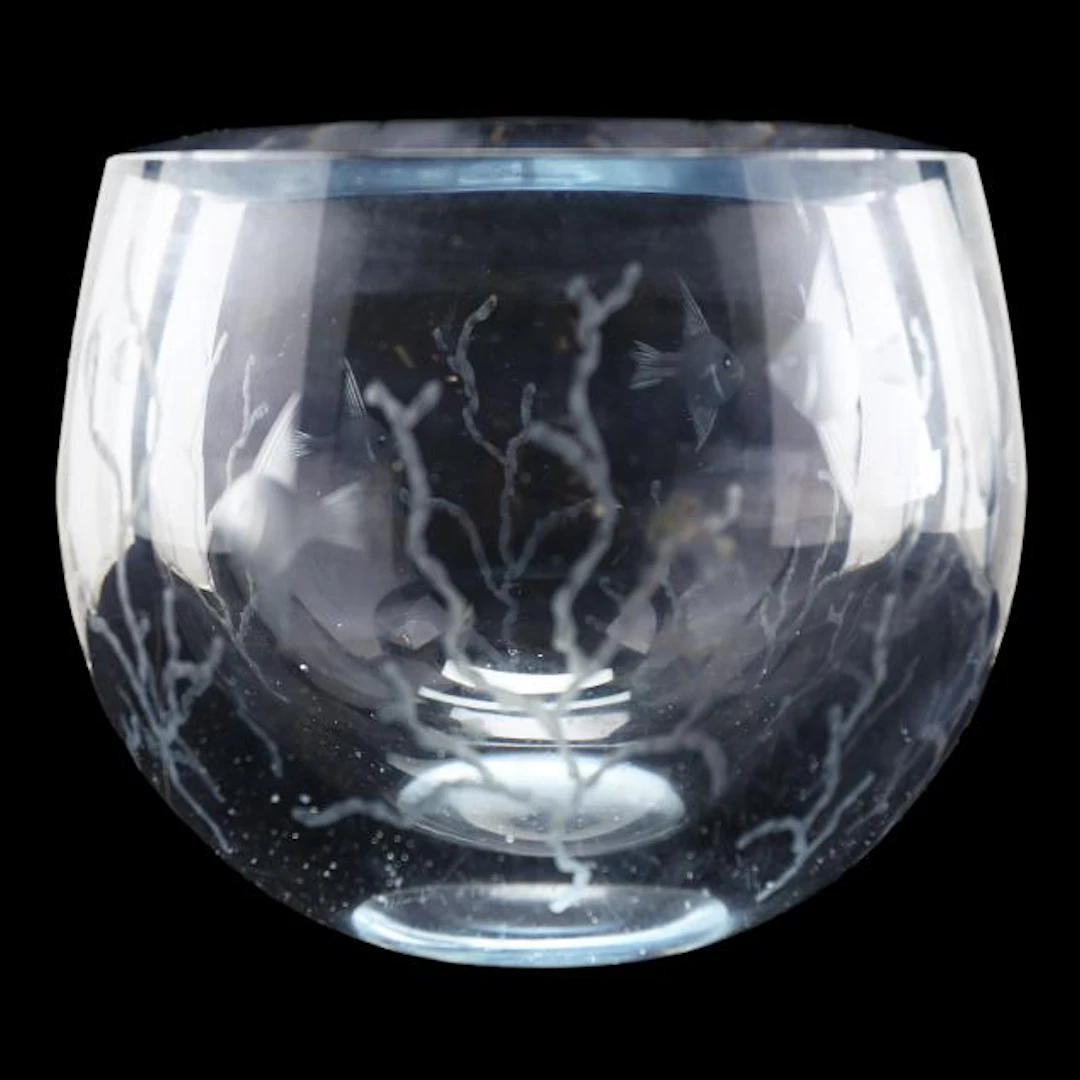 Gerda Strömberg, Art Deco Engraved Fish Bowl Vessel