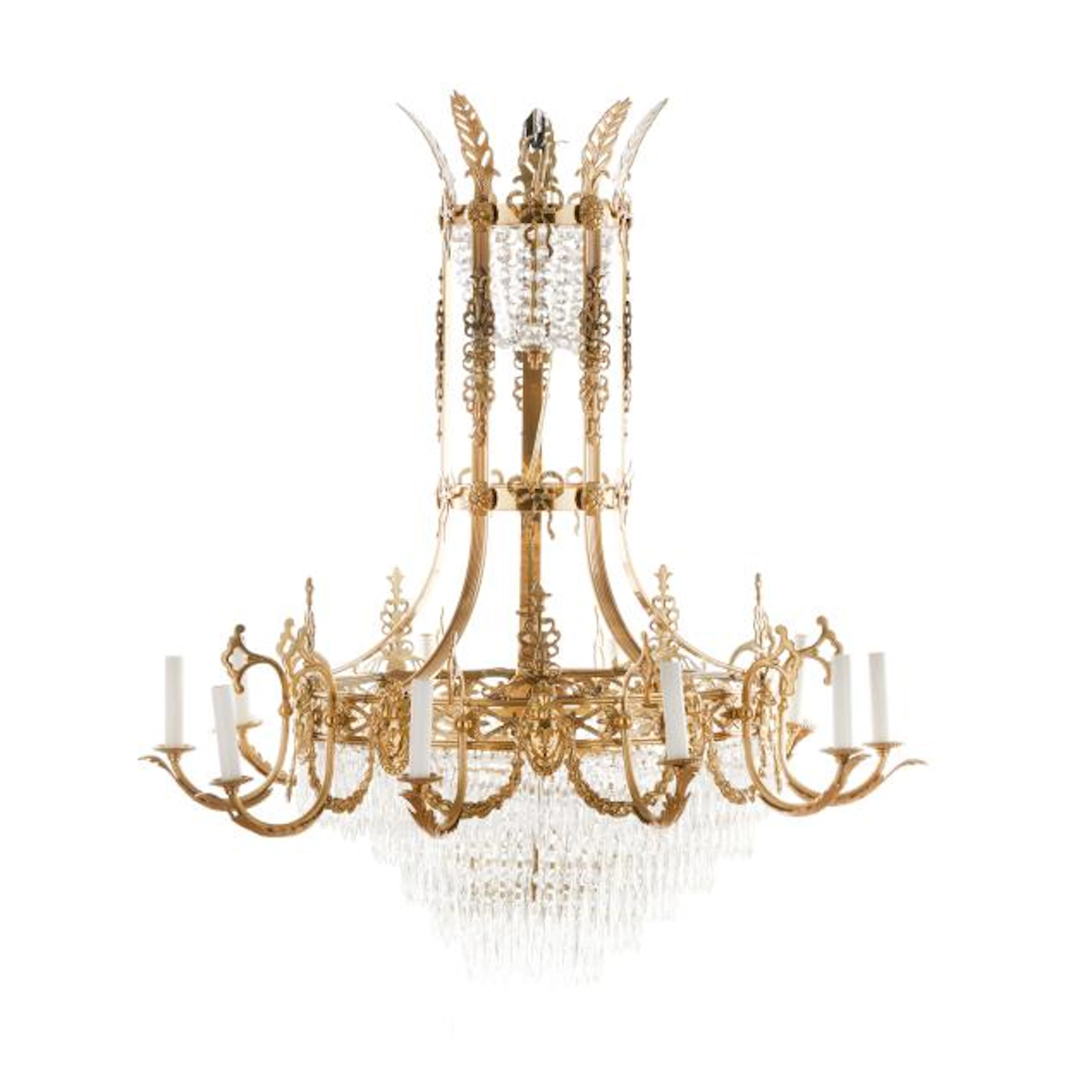 Napoleon III Style Ormolu and Drop Prism Chandelier