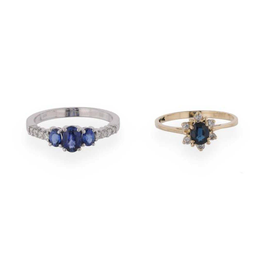 Two Sapphire and Diamond Rings