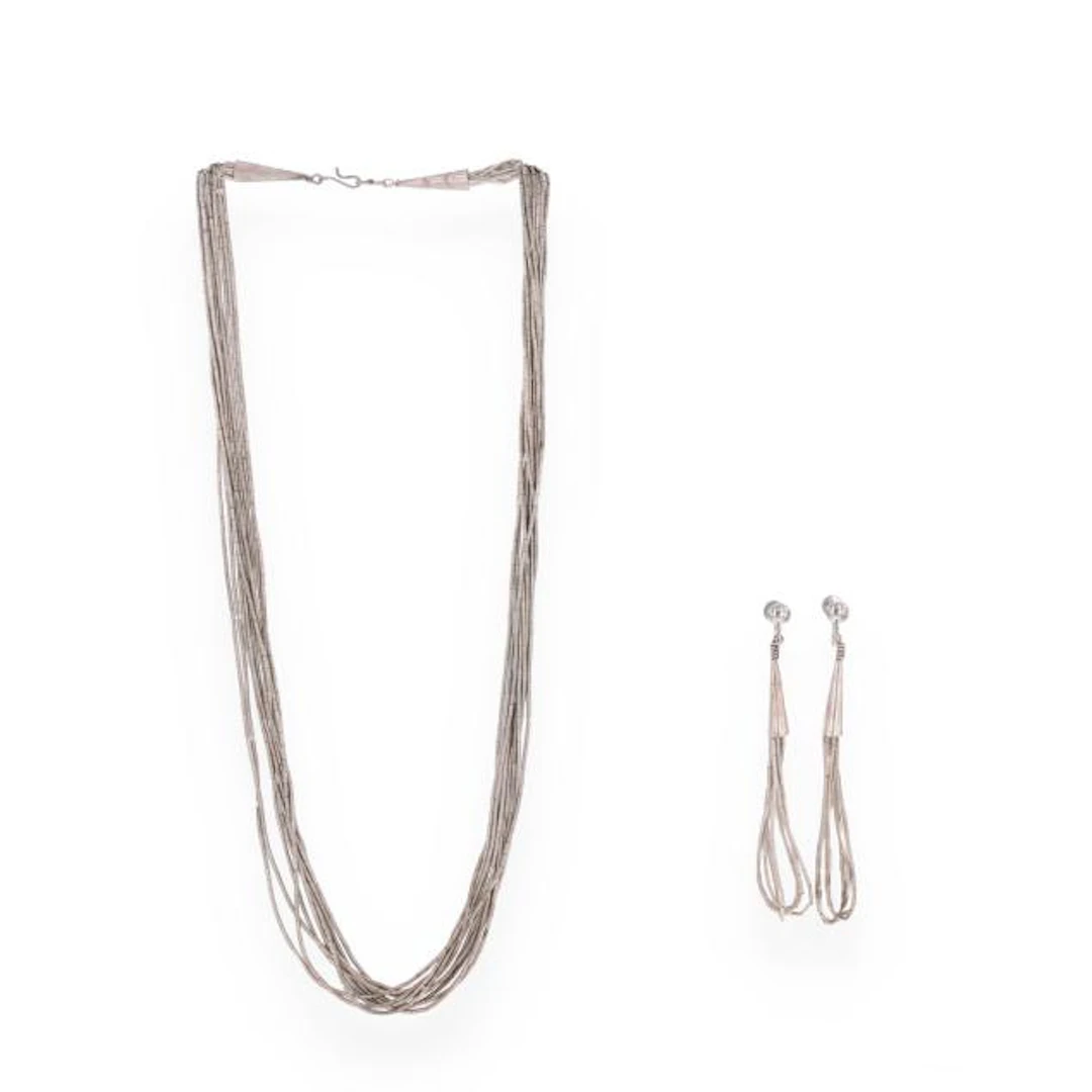 Silver Multi-Strand Necklace and Earrings