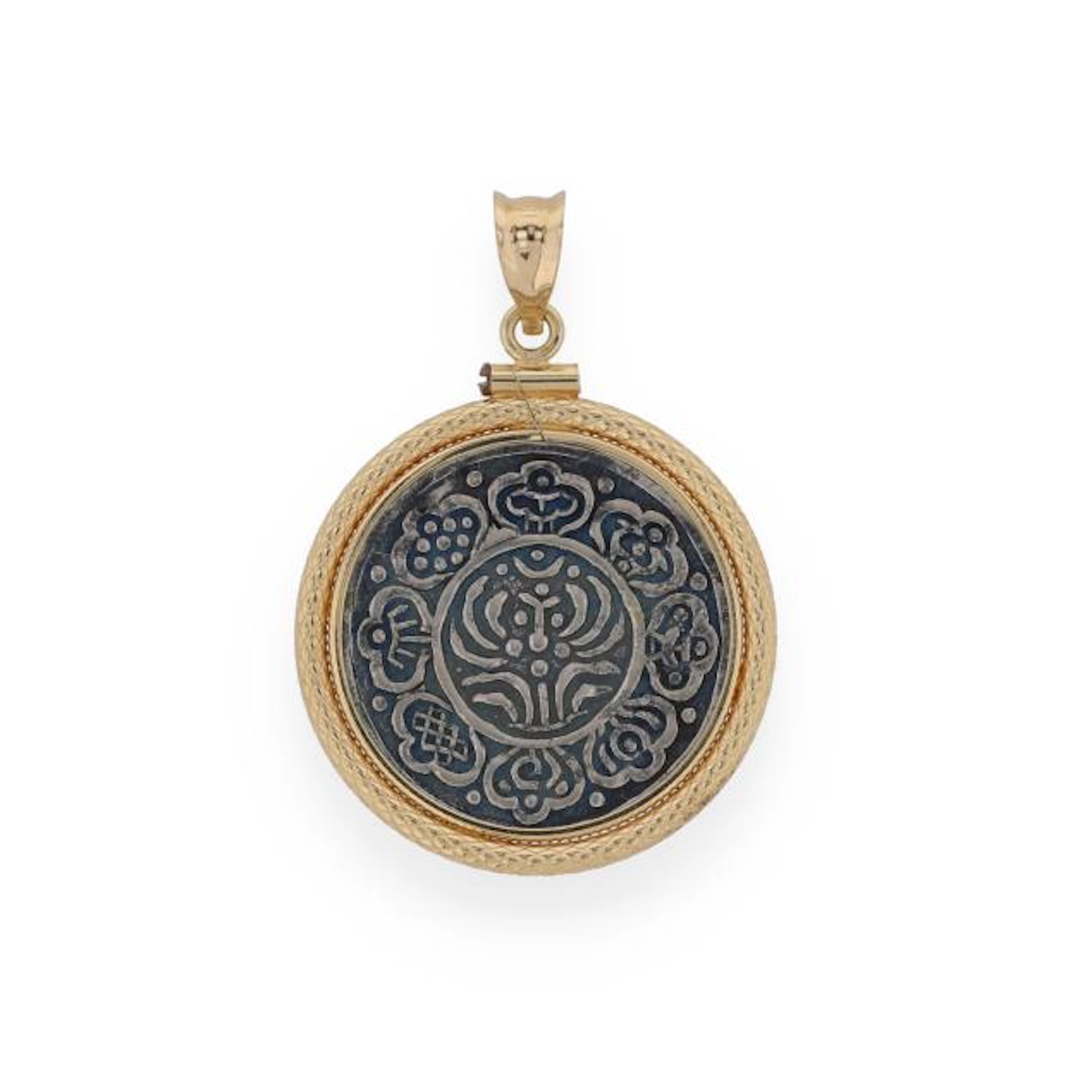 Gold and Tibetan Ga-Den Tangka Silver Coin Pendant