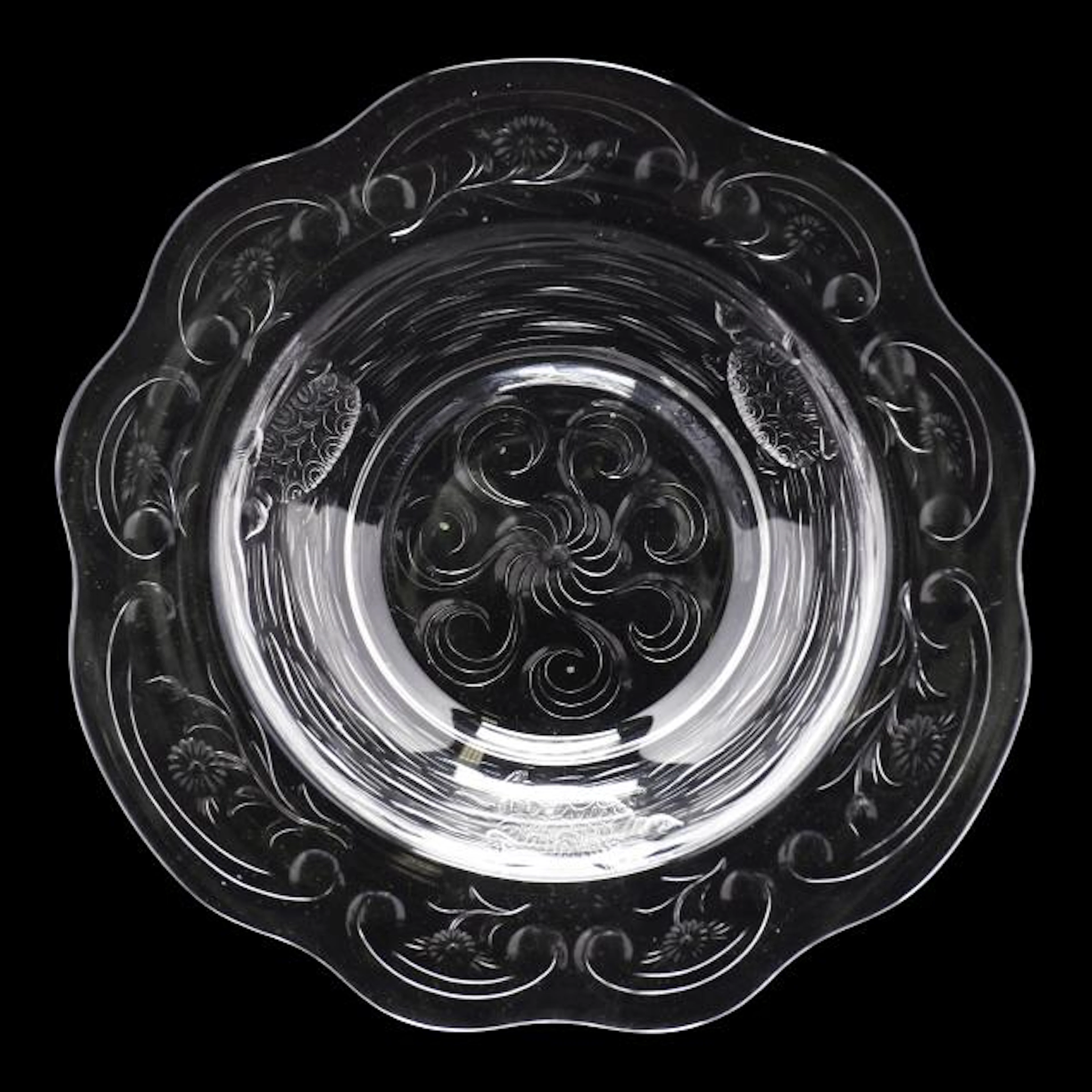 Rare Hawkes Rock Crystal Engraved "Turtle" Bowl