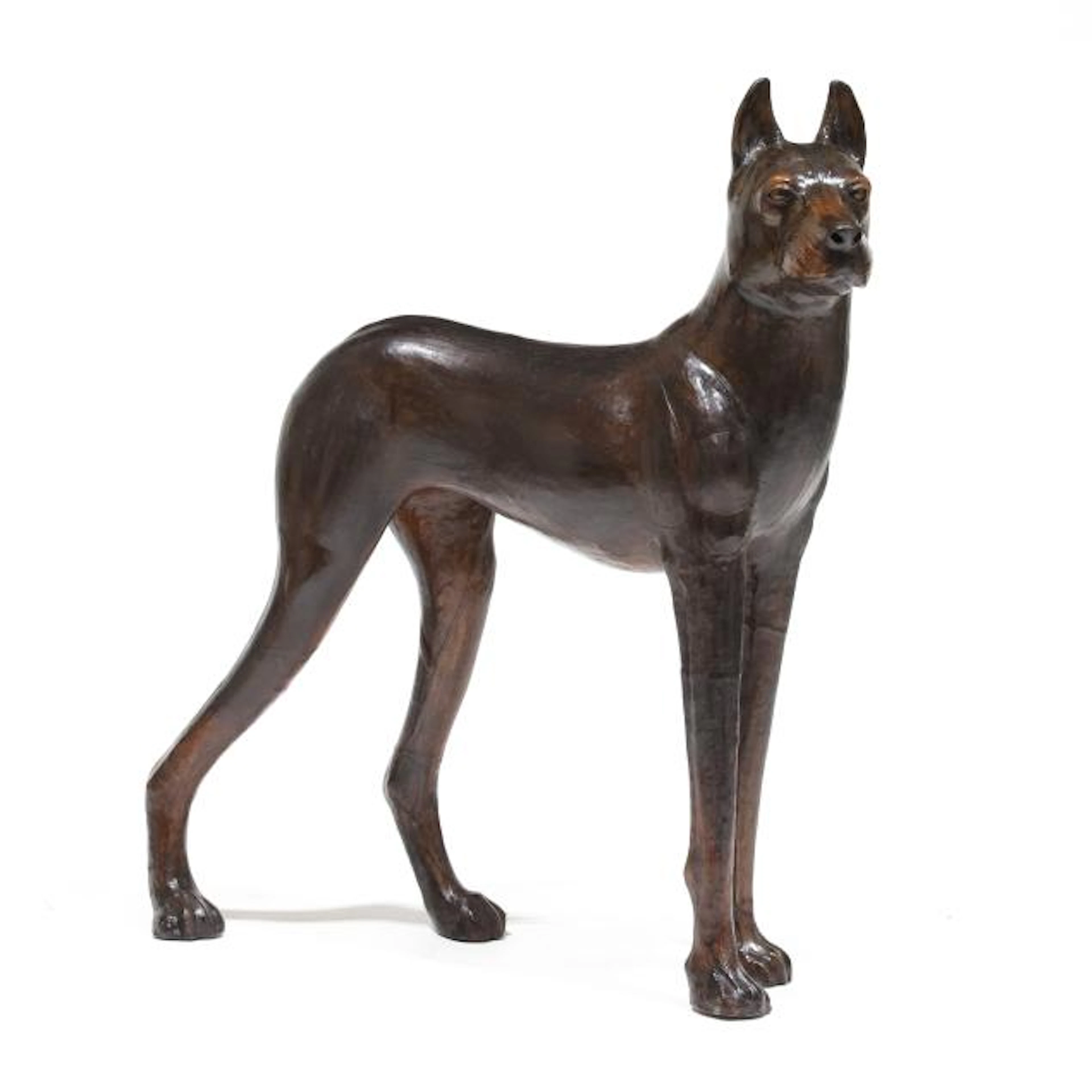 Large Leather Doberman Pinscher Statue