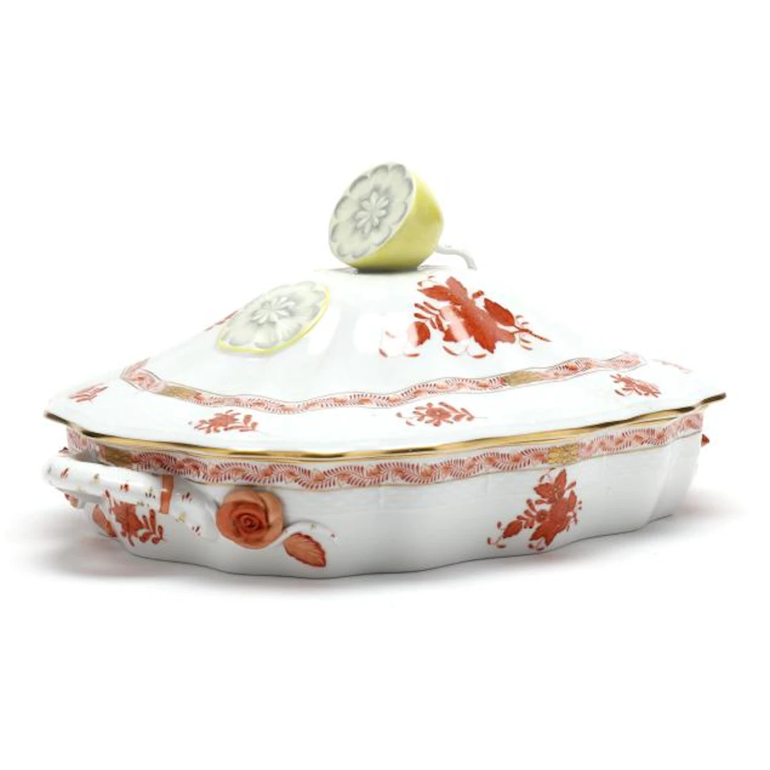 Herend Chinese Bouquet Rust Covered Vegetable Dish