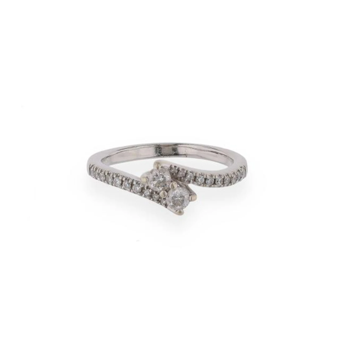White Gold and Diamond Bypass Ring