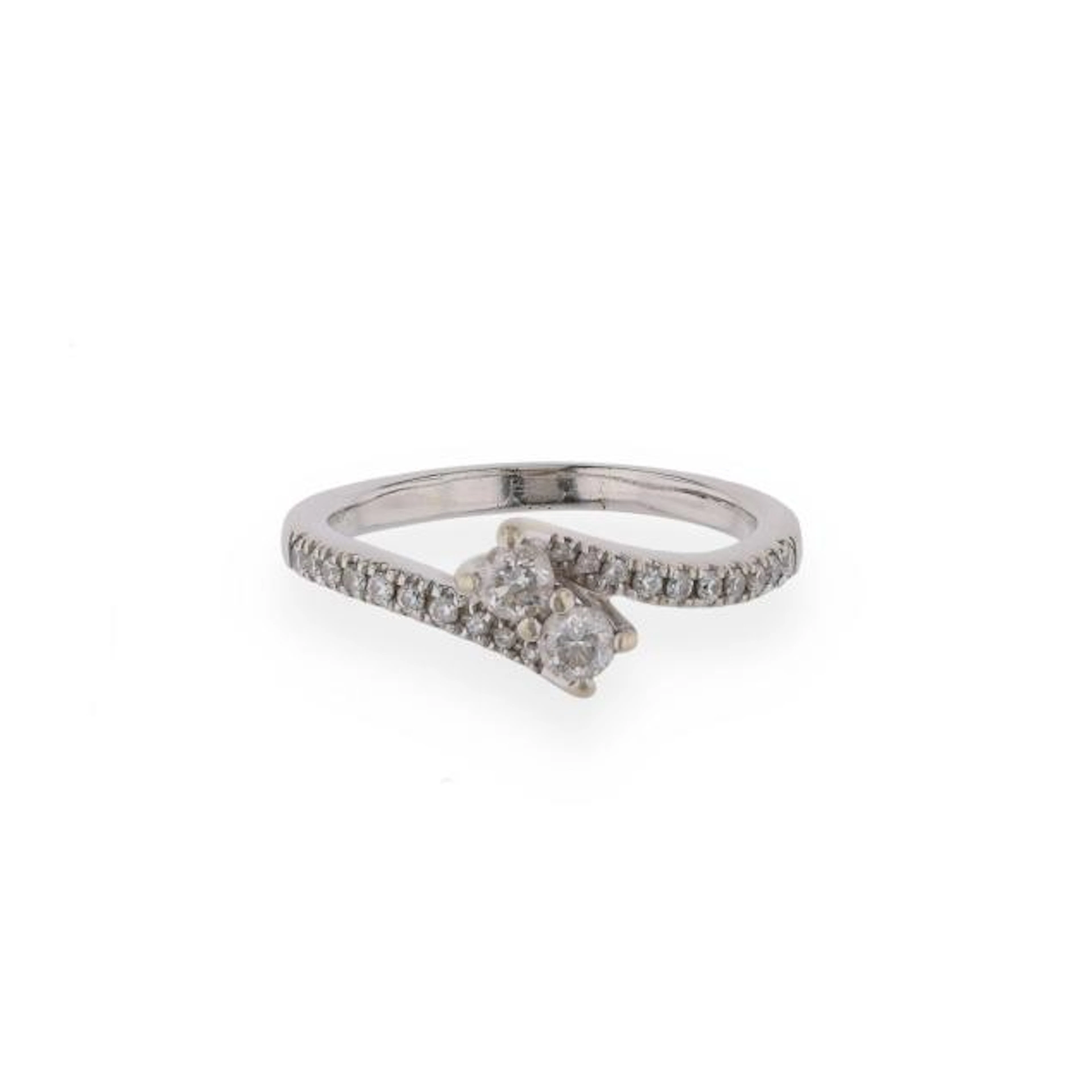 White Gold and Diamond Bypass Ring