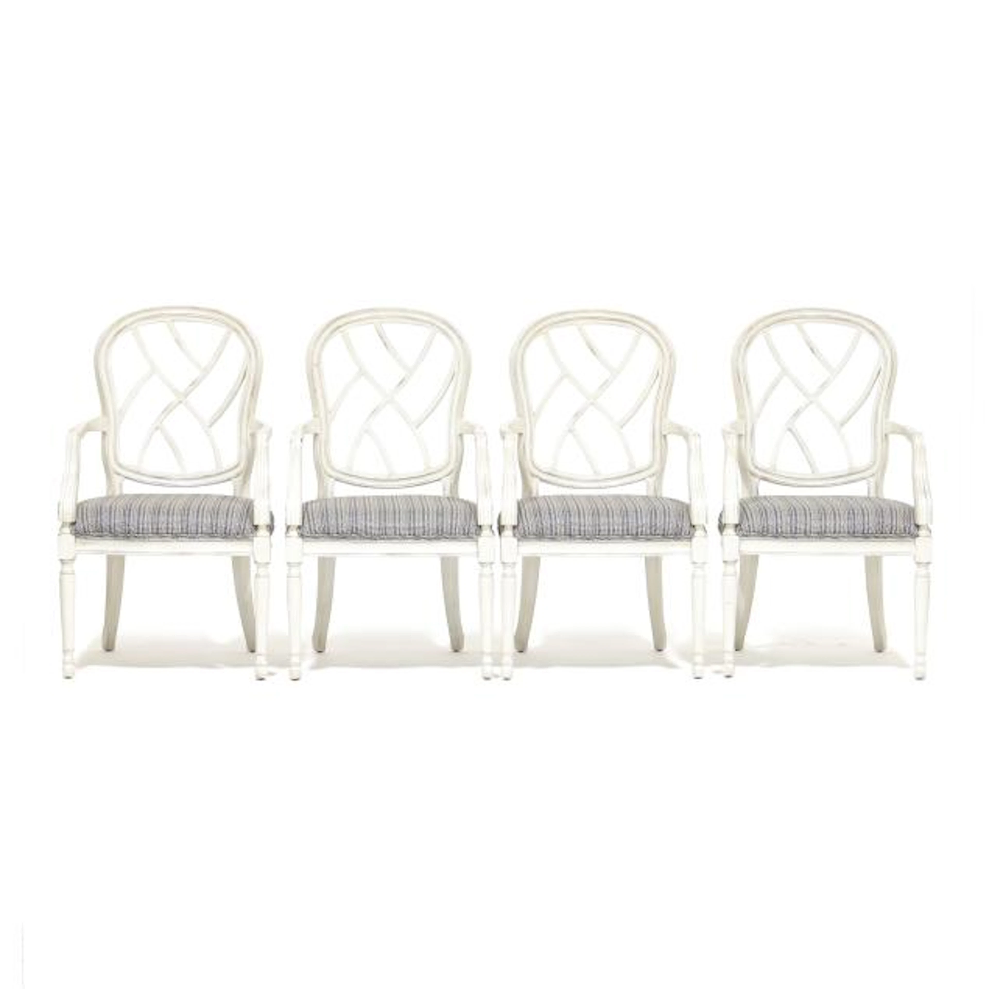 Attributed Sarreid, Set of Four Eggshell White Armchairs