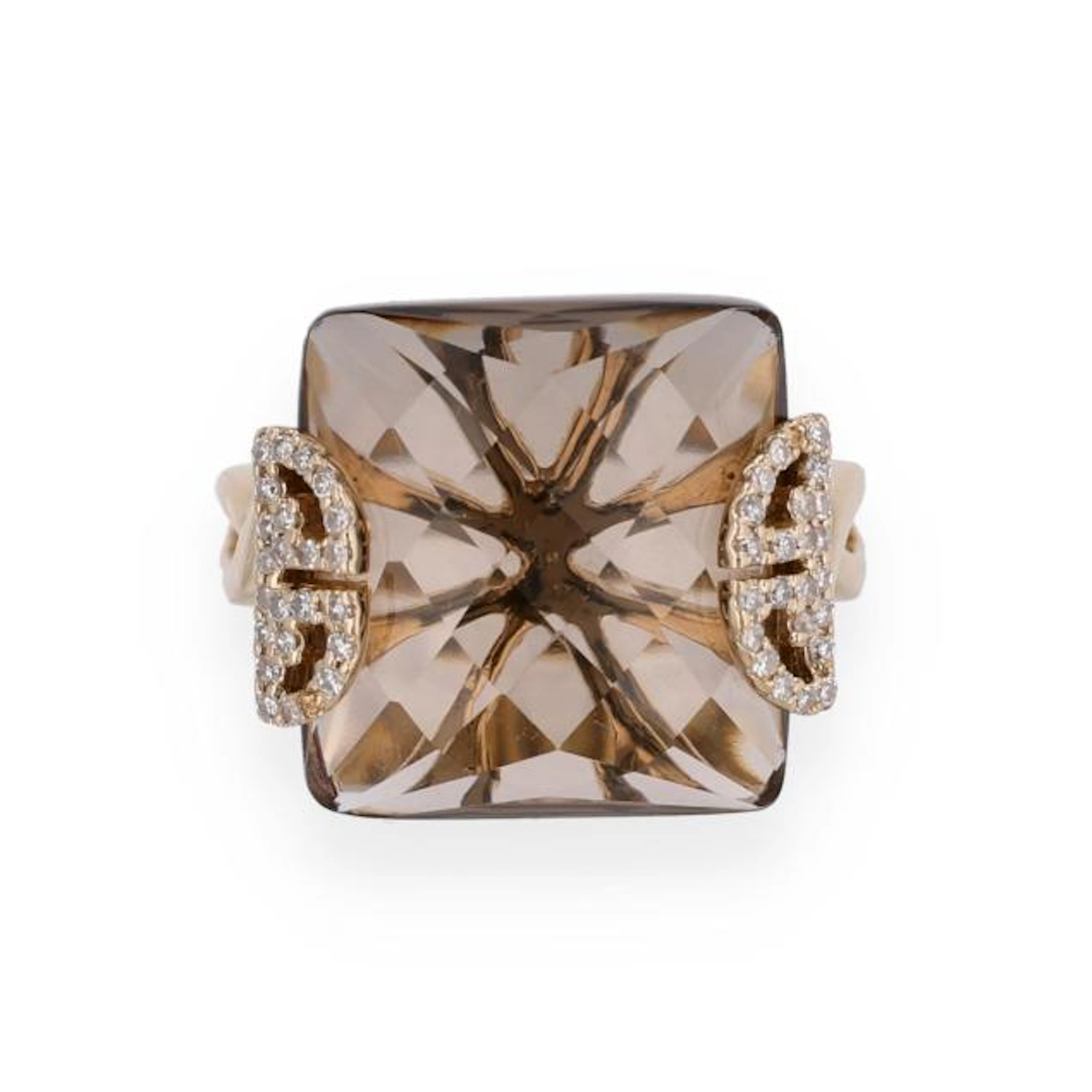 Gold, Smoky Quartz, and Diamond Ring