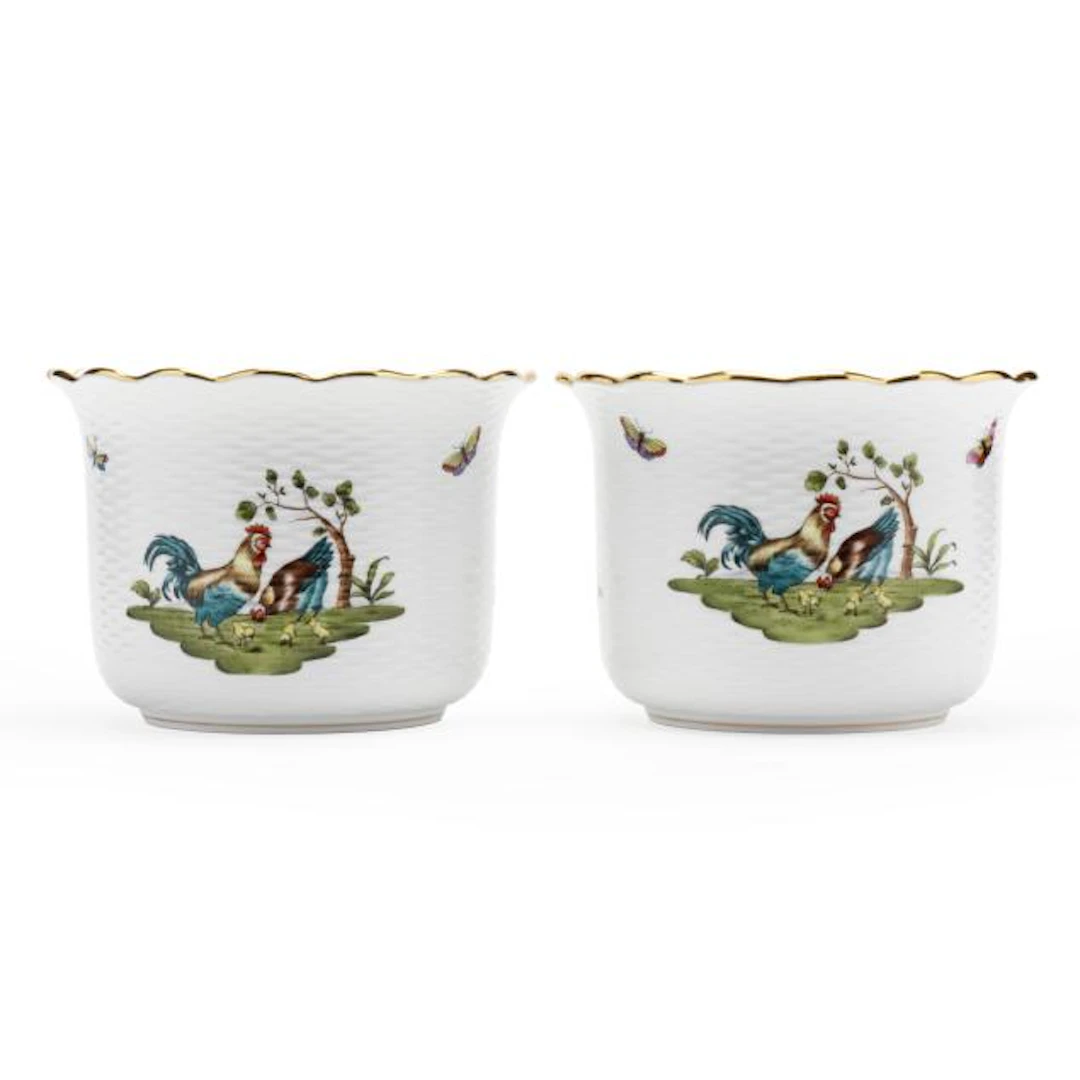 A Pair of Herend Chanticleer Cachepots